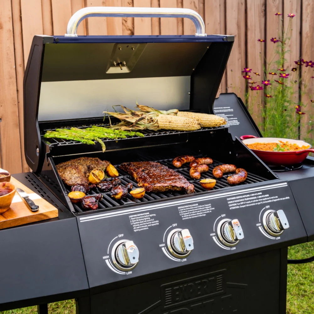 4 Burner with Side Burner Propane Gas Grill in Blue(Blue) Image 4
