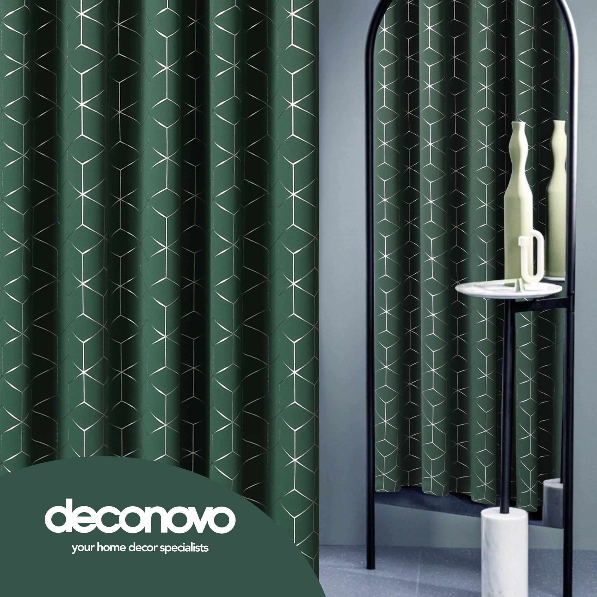 Deconovo Decorative Silver Diamond Curtains (2 Panel) - 52x45 inch - Dark Forest Green