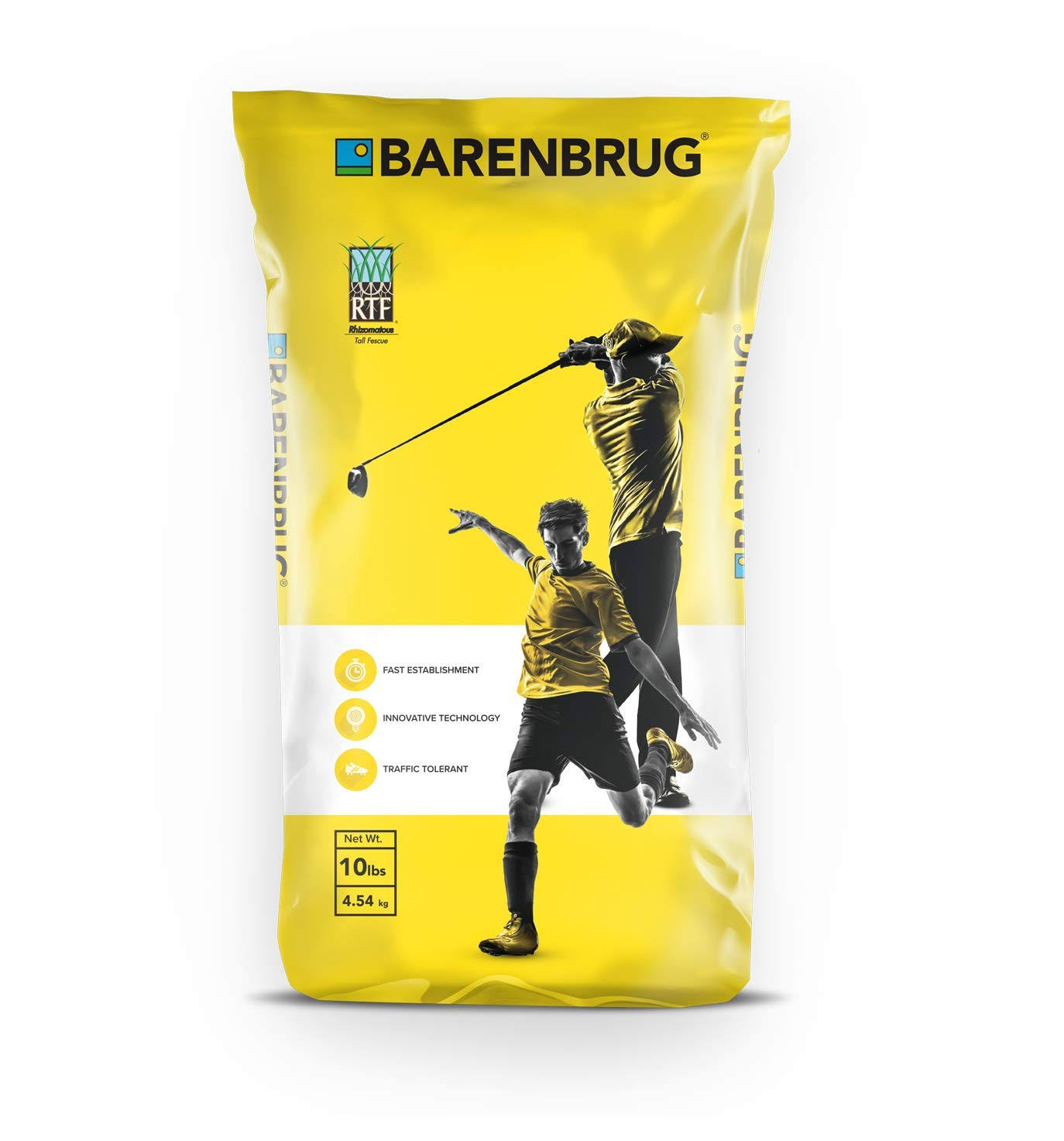 Barenbrug Turf Saver RTF Grass Seed with Yellow Jacket Seed Coating - Less Water Self-repairing Tall Fescue Turf for Use On Sports Field, Golf