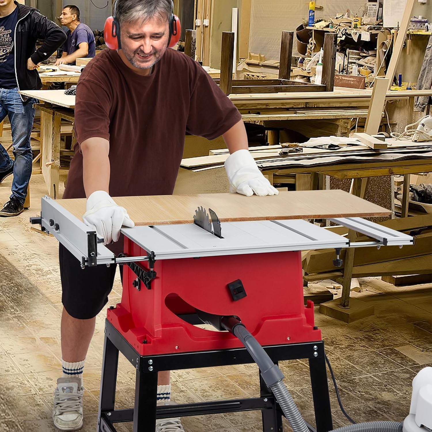 1800W, 15A 10in Portable Table Power Saw, 5000 RPM(Red) - Image 9