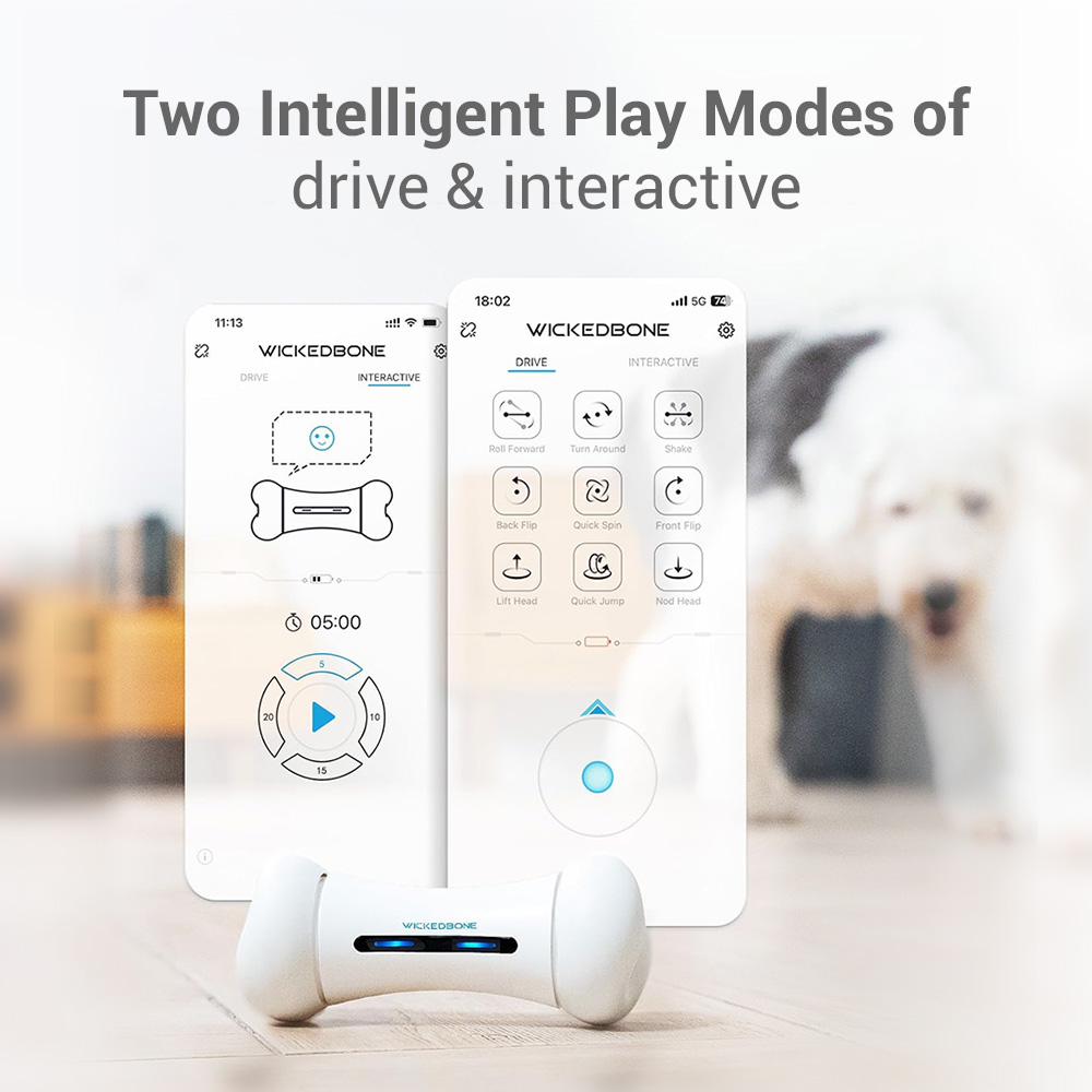 Wireless APP Control Interactive Dog Toy Eco-Friendly PC Material Active Moving Toy Classic and Modern Style