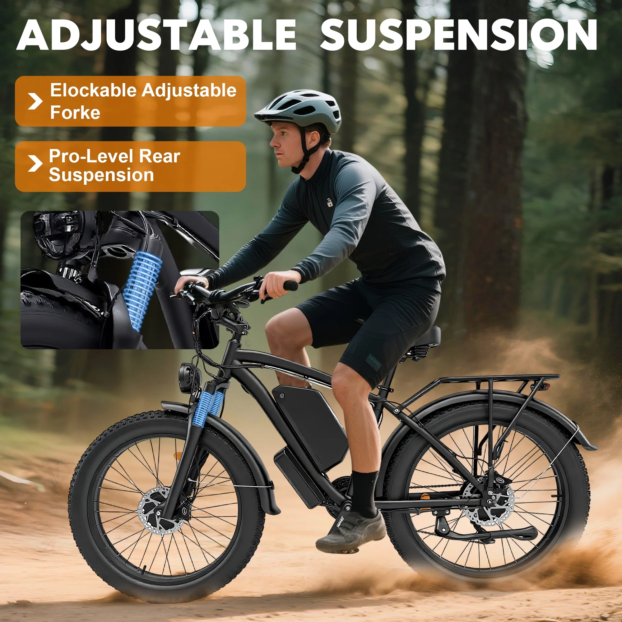 Electric Fat Tire Bike for Adults, 6000W Dual Motor Ebike, Max 50MPH 26"x4.0 Off-Road Mountain Electric Bicycle, 60V 25AH, UL2849 - Image 9