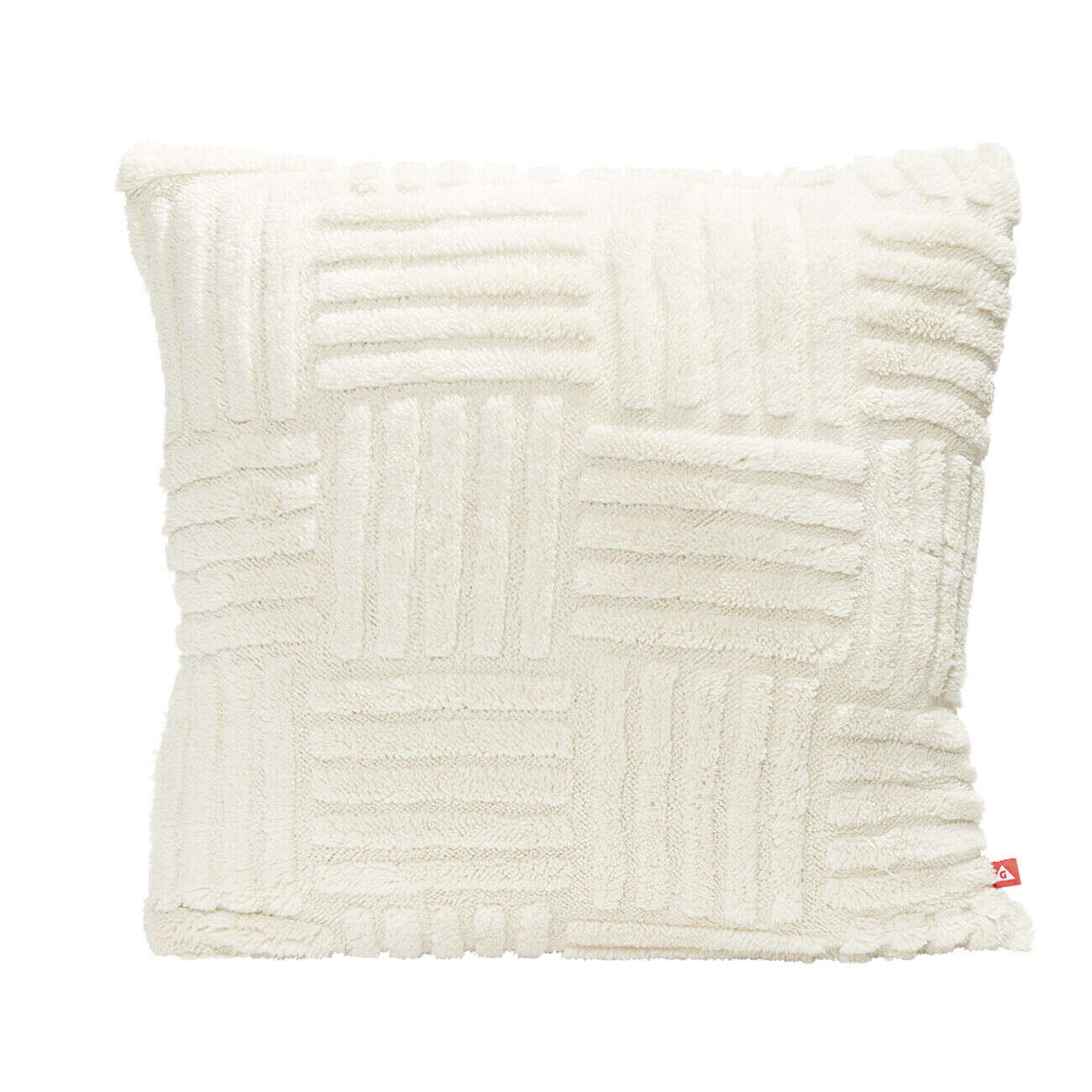 Housse de coussin effet tissé fausse fourrure lapin 45x45cm crème