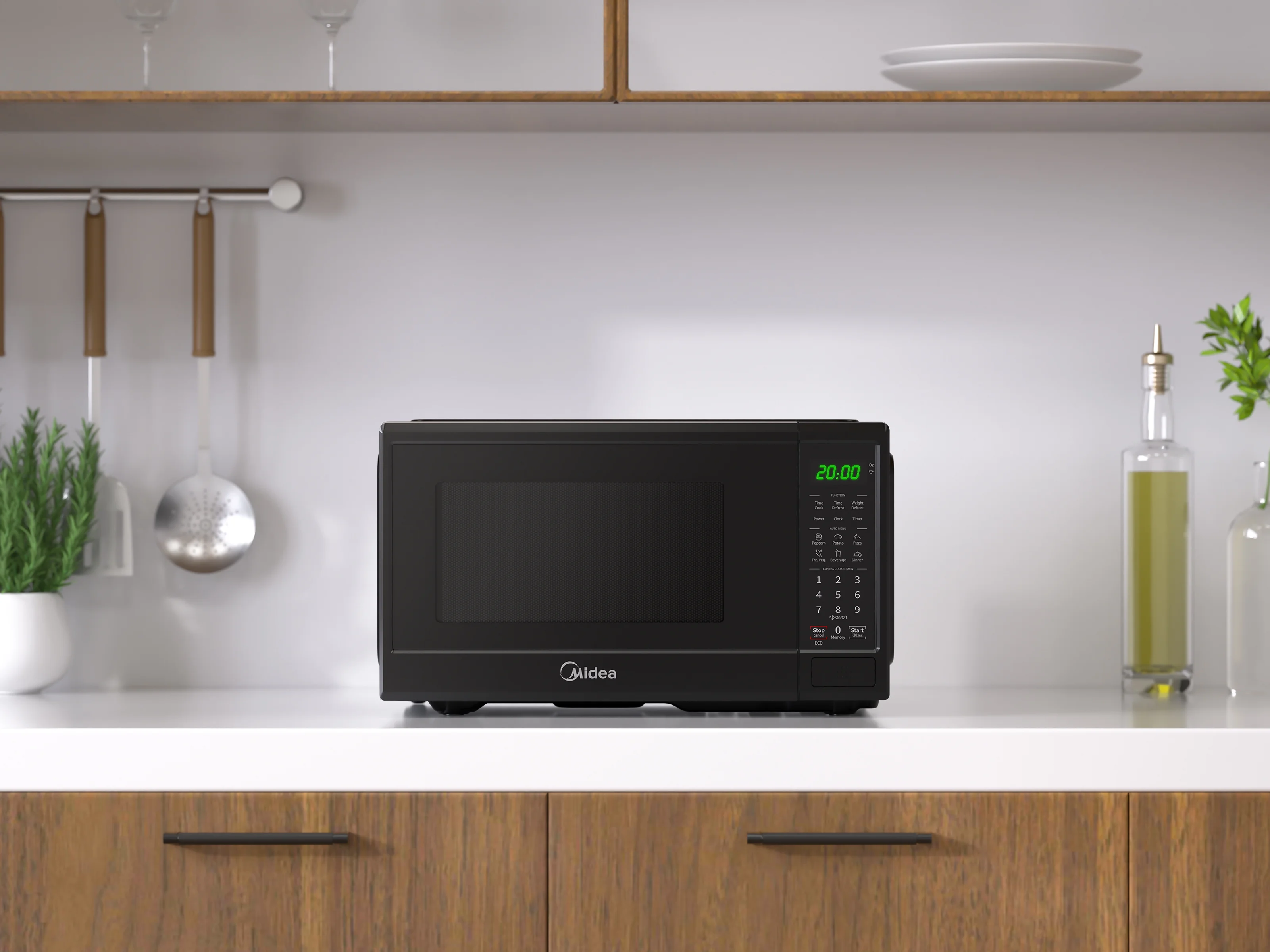 Midea 0.9 Cu. Ft. Countertop Microwave Oven, 6 Auto Programs, 10 Power Level, Black, EM9P022CVPMB