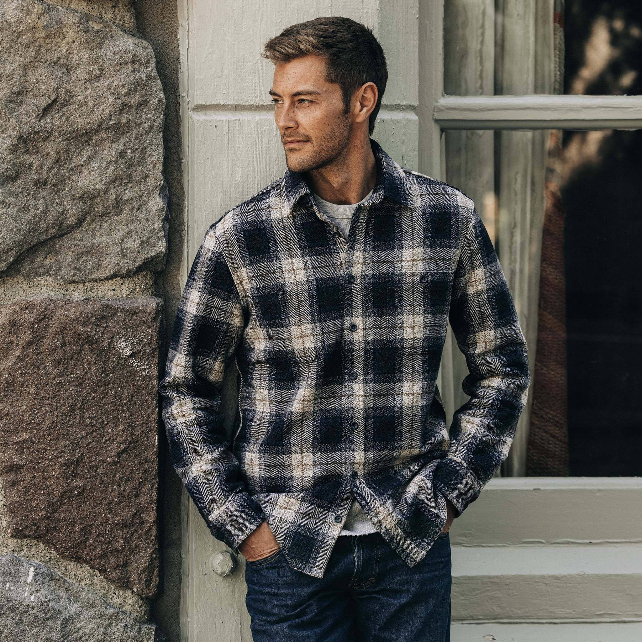 Chemise utilitaire à carreaux Jaspe bleu marine