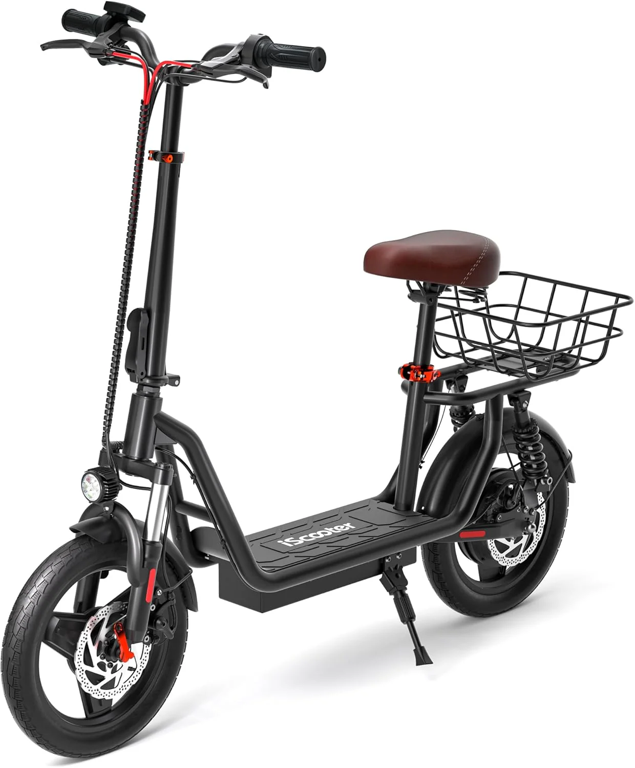 Trottinette électrique iScooter avec siège, autonomie de 60/34 km, vitesse maximale de 45/30/25 km/h, double suspension et panier