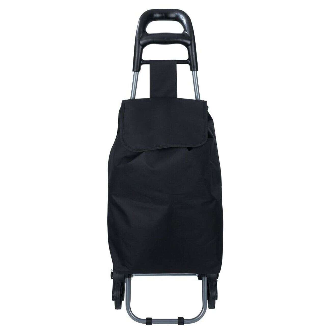 Chariot de courses, 2 roues triples, polyester noir - L.40xl.33xH.92