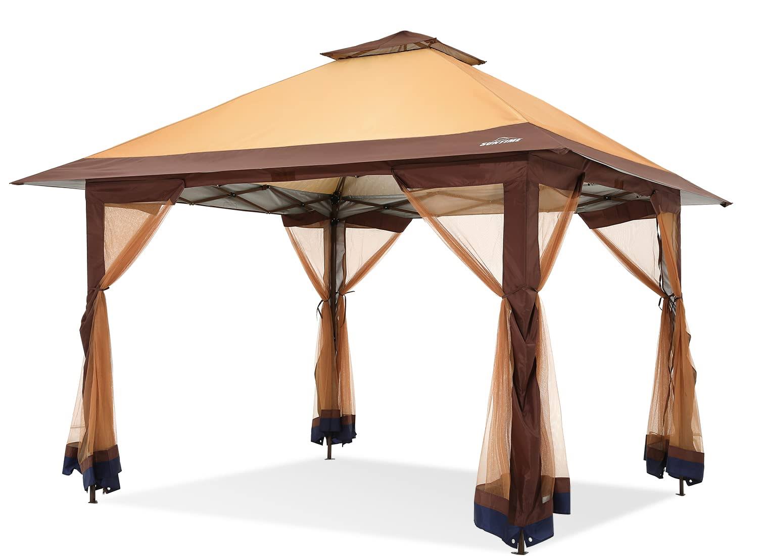 Outdoor Living Suntime Instant Pop Up Patio Gazebo with Full Netting for Family