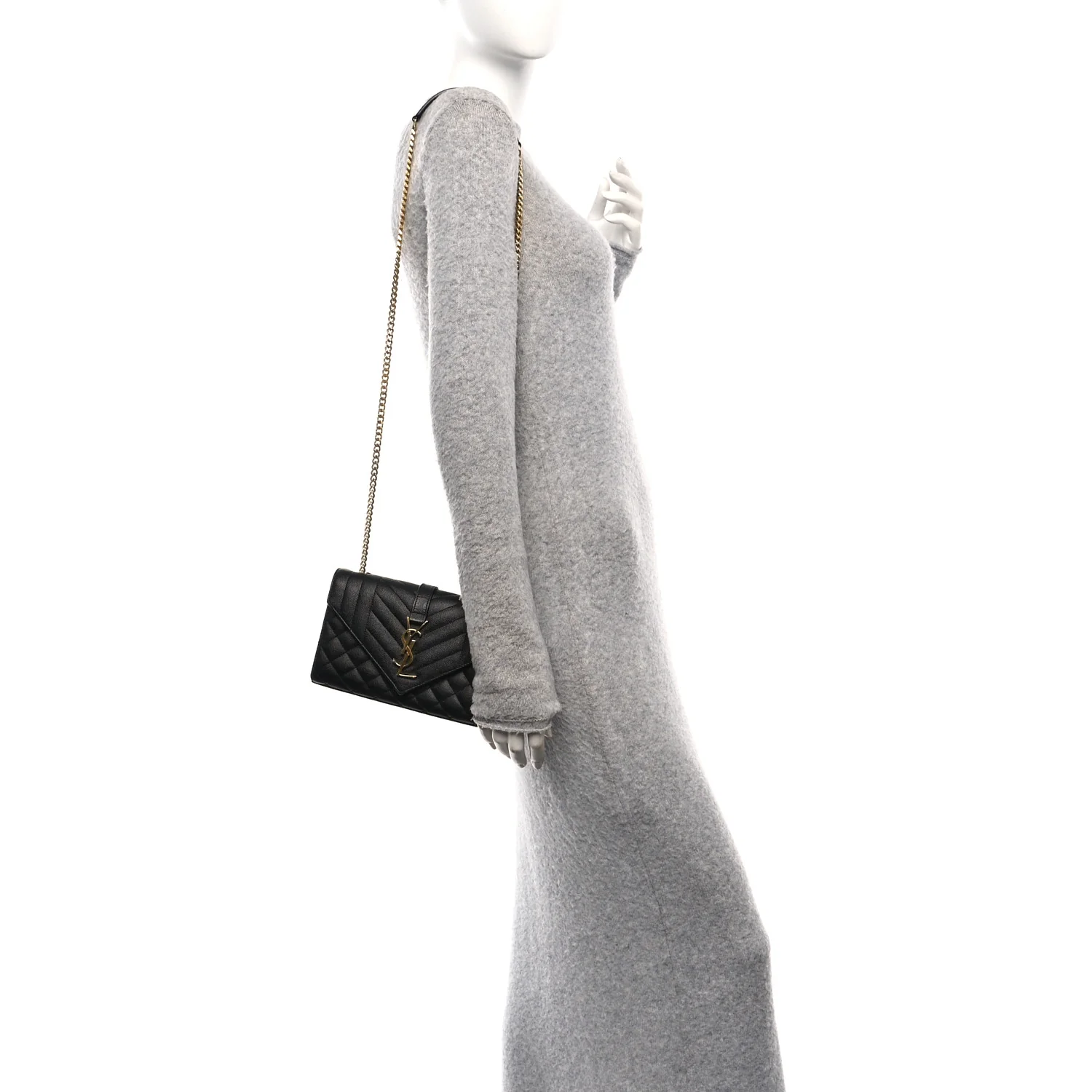 Grain De Poudre Textured Mixed Matelasse Triquilt Small Monogram Satchel Black
