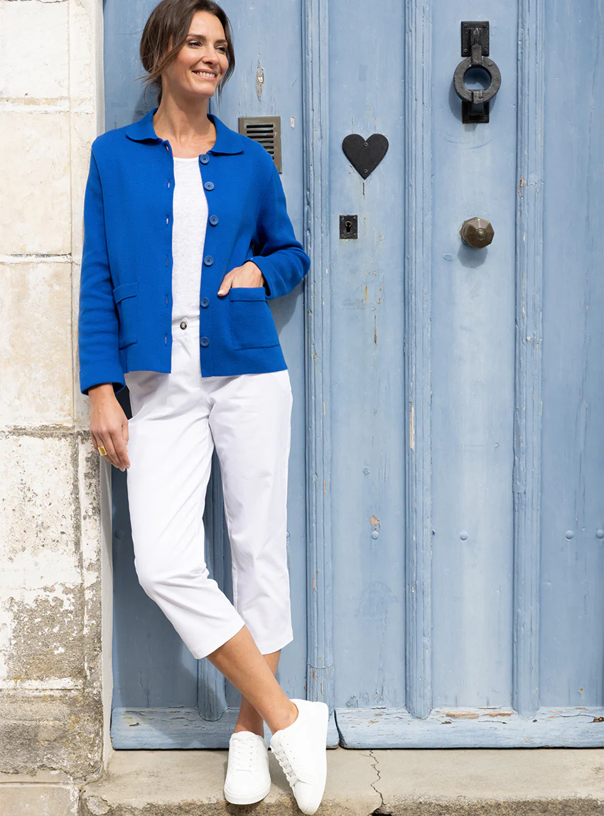 Pantacourt chino femme en coton blanc