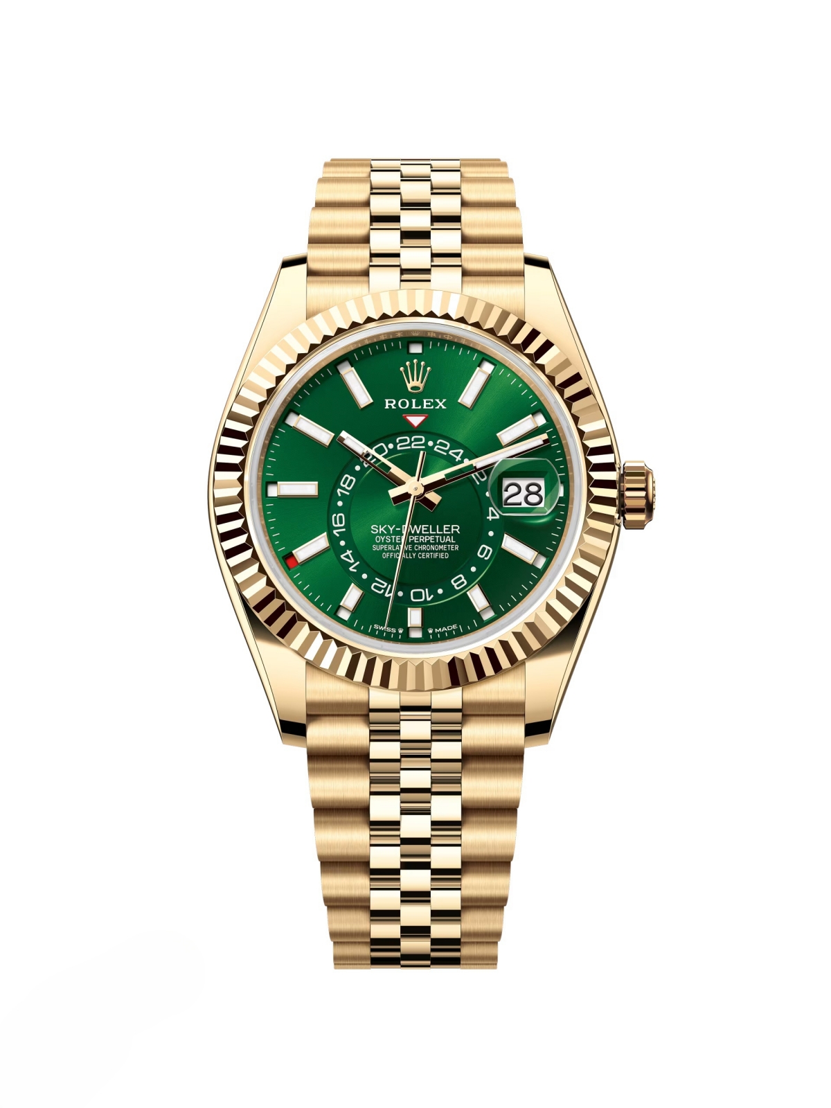 [Super Clone]RLX  Sky-Dweller 42mm Yellow Gold Bright Green Dial Jubilee - 336938 - New 2025 Release【Super Clone】