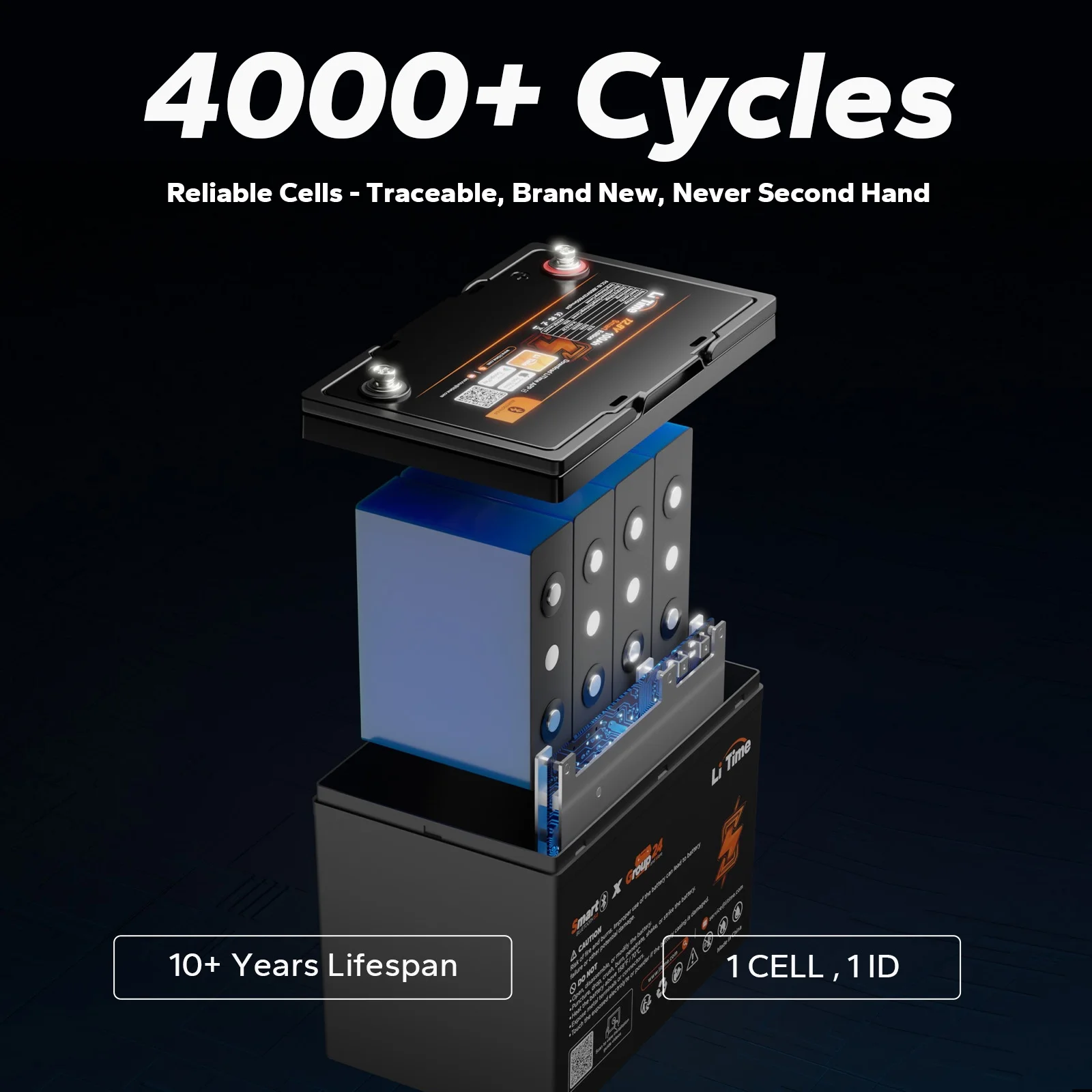 12V 100Ah Group 24 Bluetooth LiFePO4 Battery Lithium Battery 100A BMS for RV, Solar System, Trolling Motors(1) - Image 7