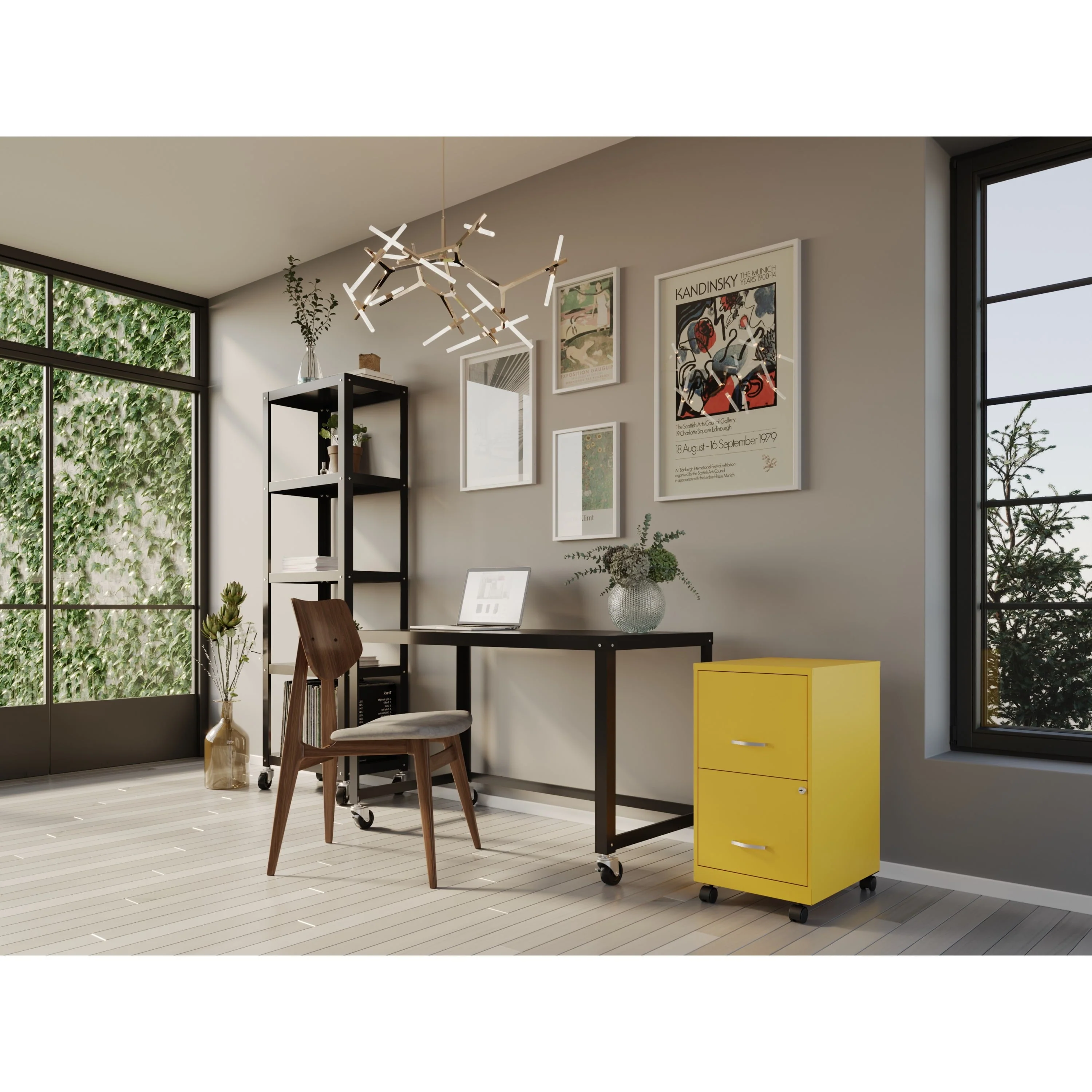 Space Solutions 18" Deep 2 Drawer Mobile Letter Width Vertical File Cabinet, Yellow(Goldfinch)