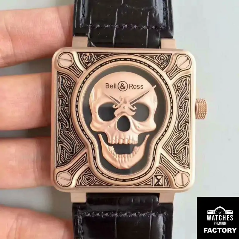 Bell & Ross BR 01 Skull Bronze Rose Gold and Black Dial