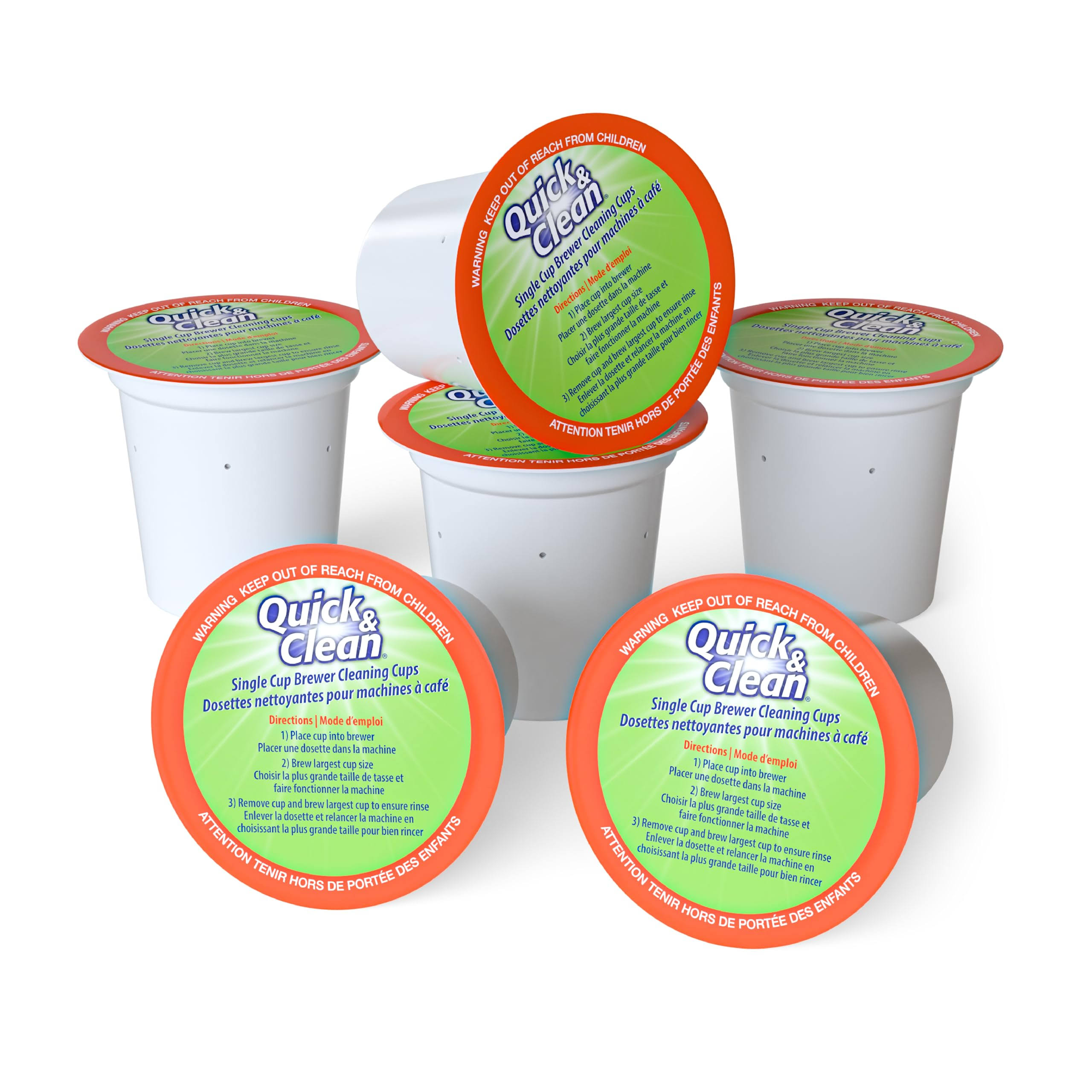 Quick & Clean 6-Pack of Cleaning Cups for Keurig K-Cup Machines - 2.0 Compatible, Stain Remover, Non-Toxic
