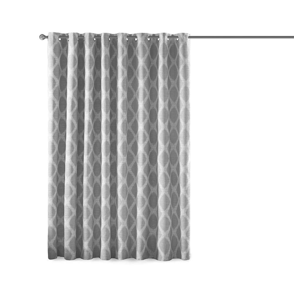 SunSmart Grey Blakesly Printed Ikat Blackout Patio Curtain