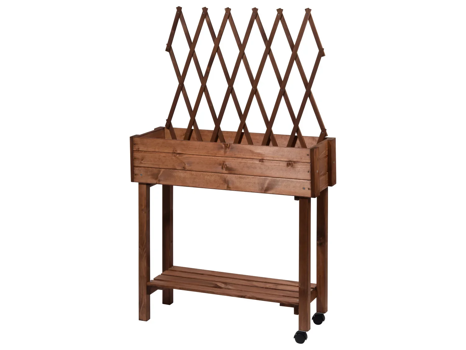 dobar Jardinire surleve  roulettes avec treillis, L 79 x l 28,5 x H130 cm
