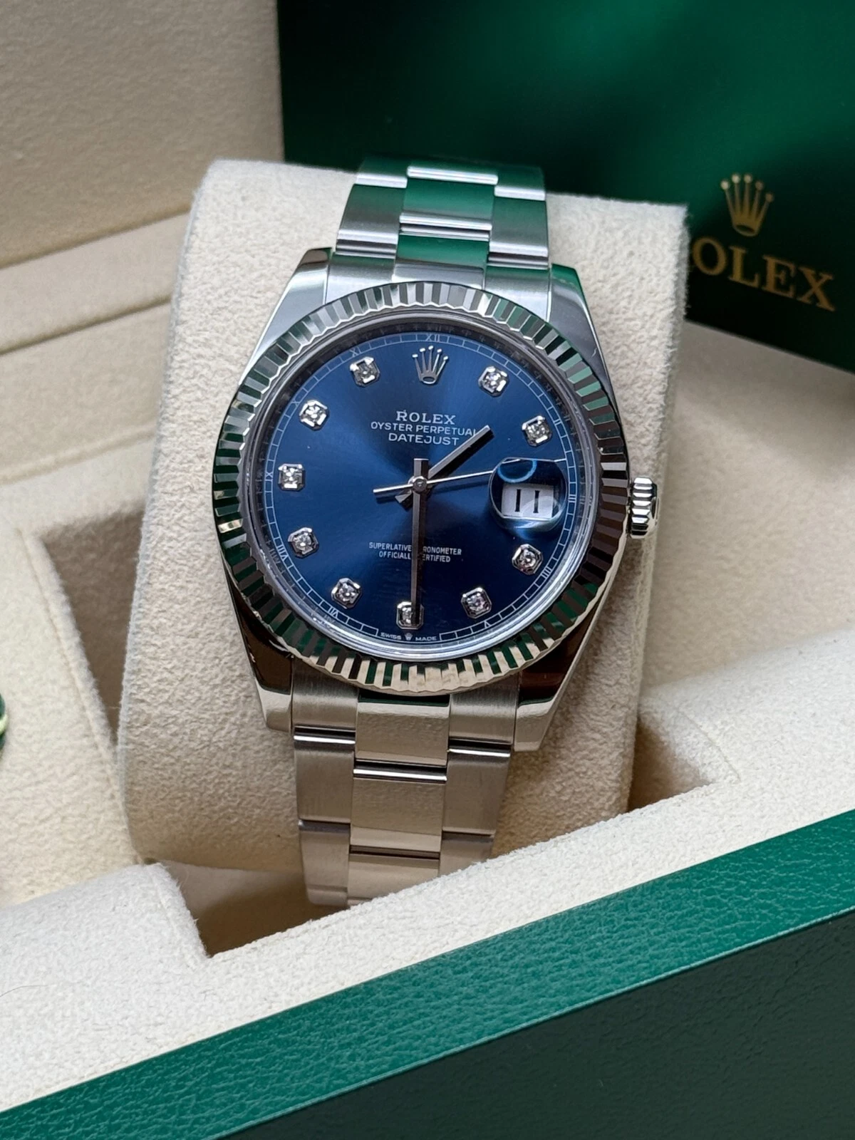 [Super Clone]RLX  Datejust 126334-0015 Blue Diamond Oyster 41mm Stainless Steel Mens Watch
