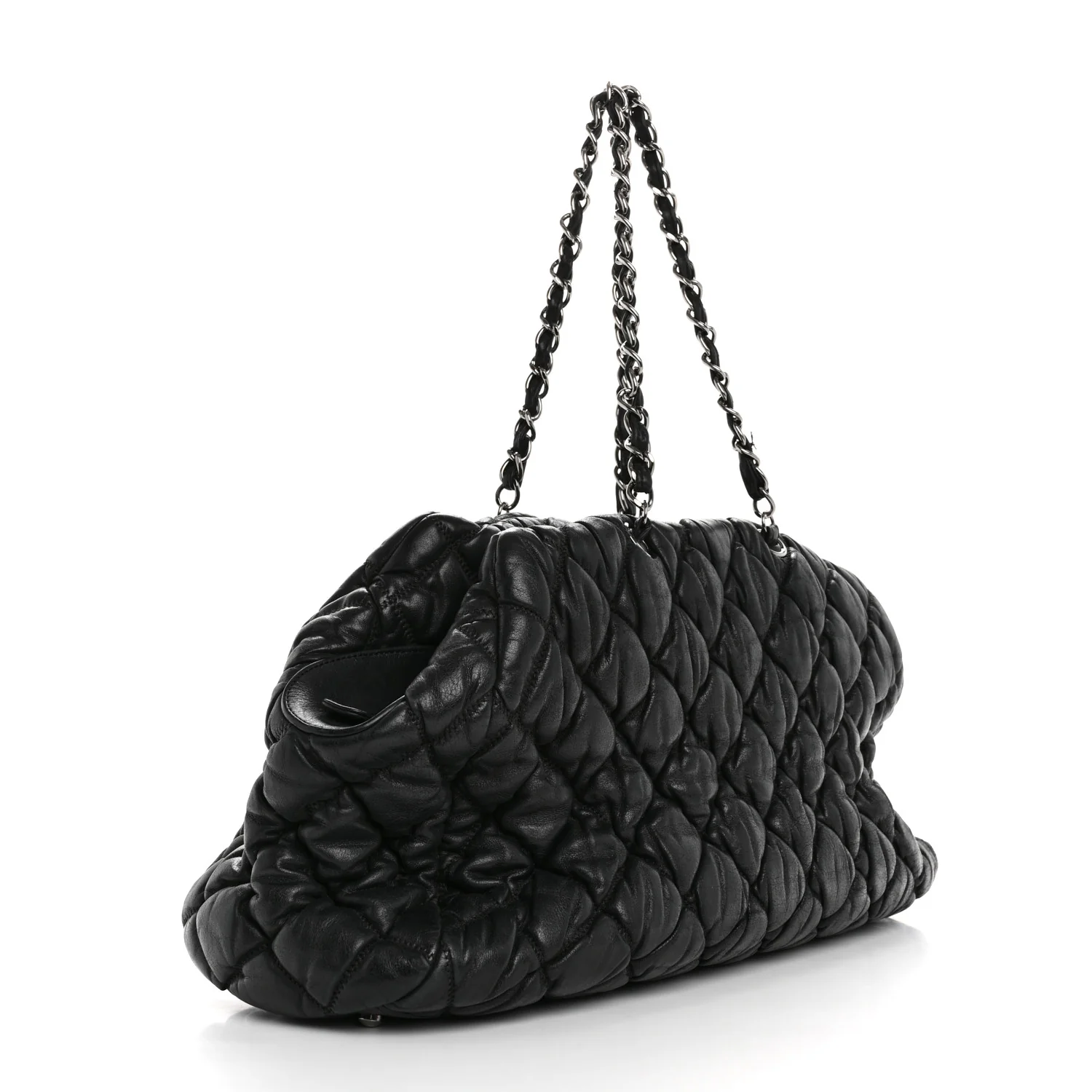 Calfskin Bubble Quilt Bowler Black