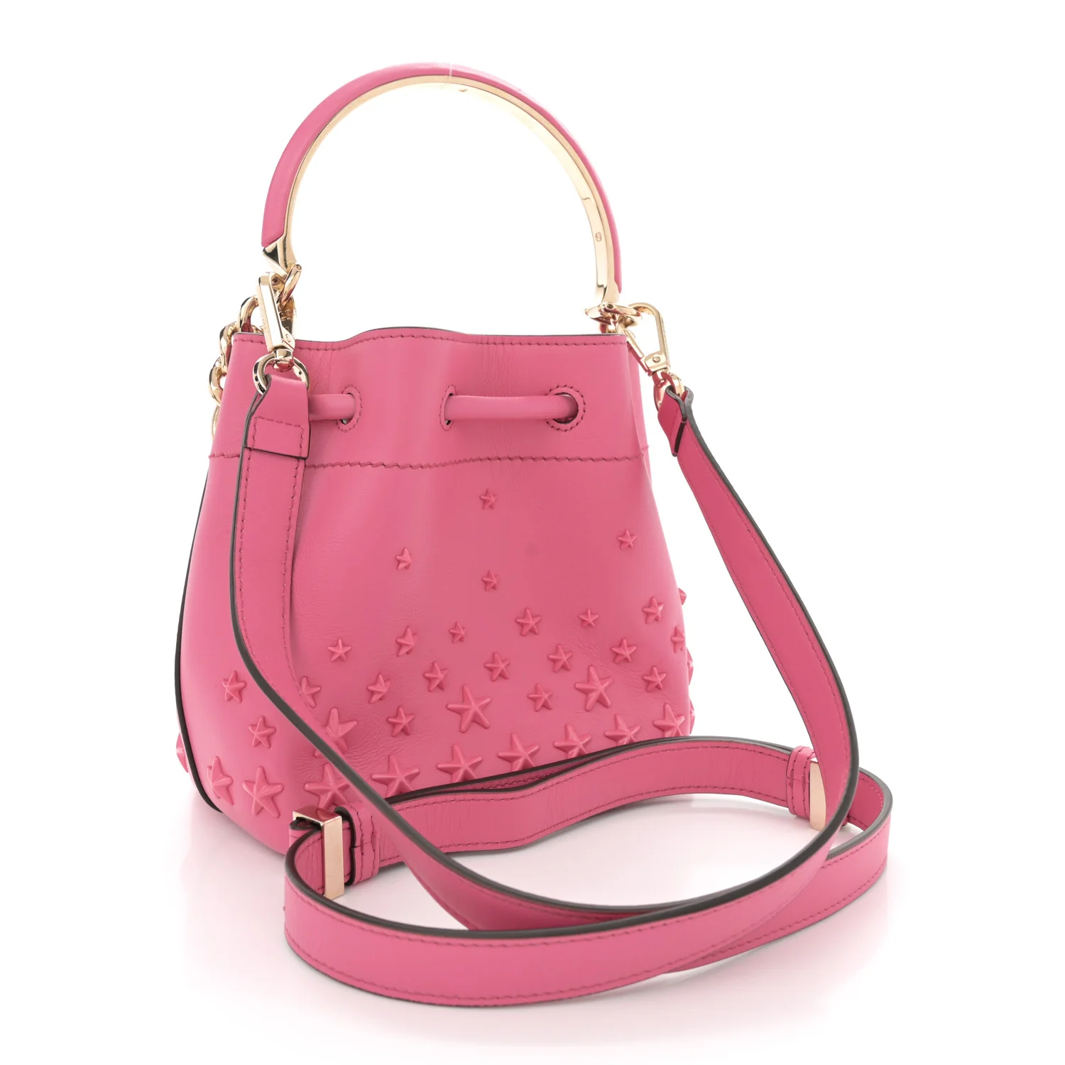Calfskin Star Studded Bon Bon Bucket Bag Candy Pink