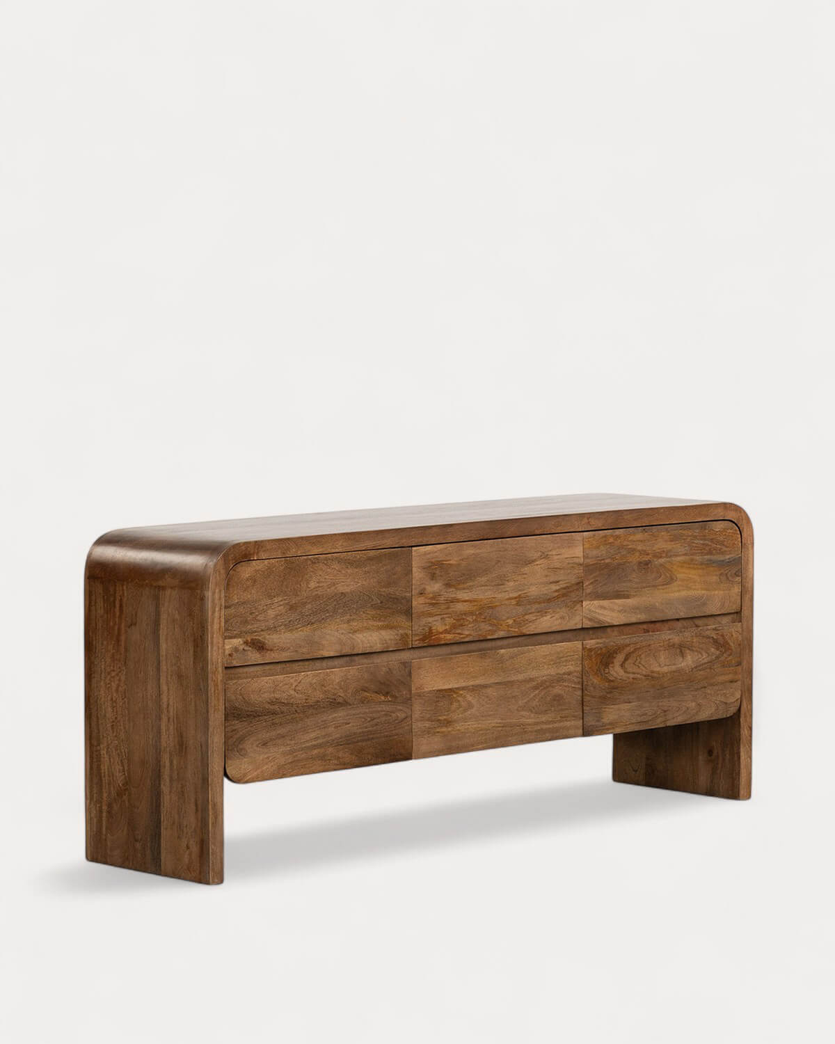 Vanile - Aparador Bajo con 6 Cajones de Madera de Mango Vanile