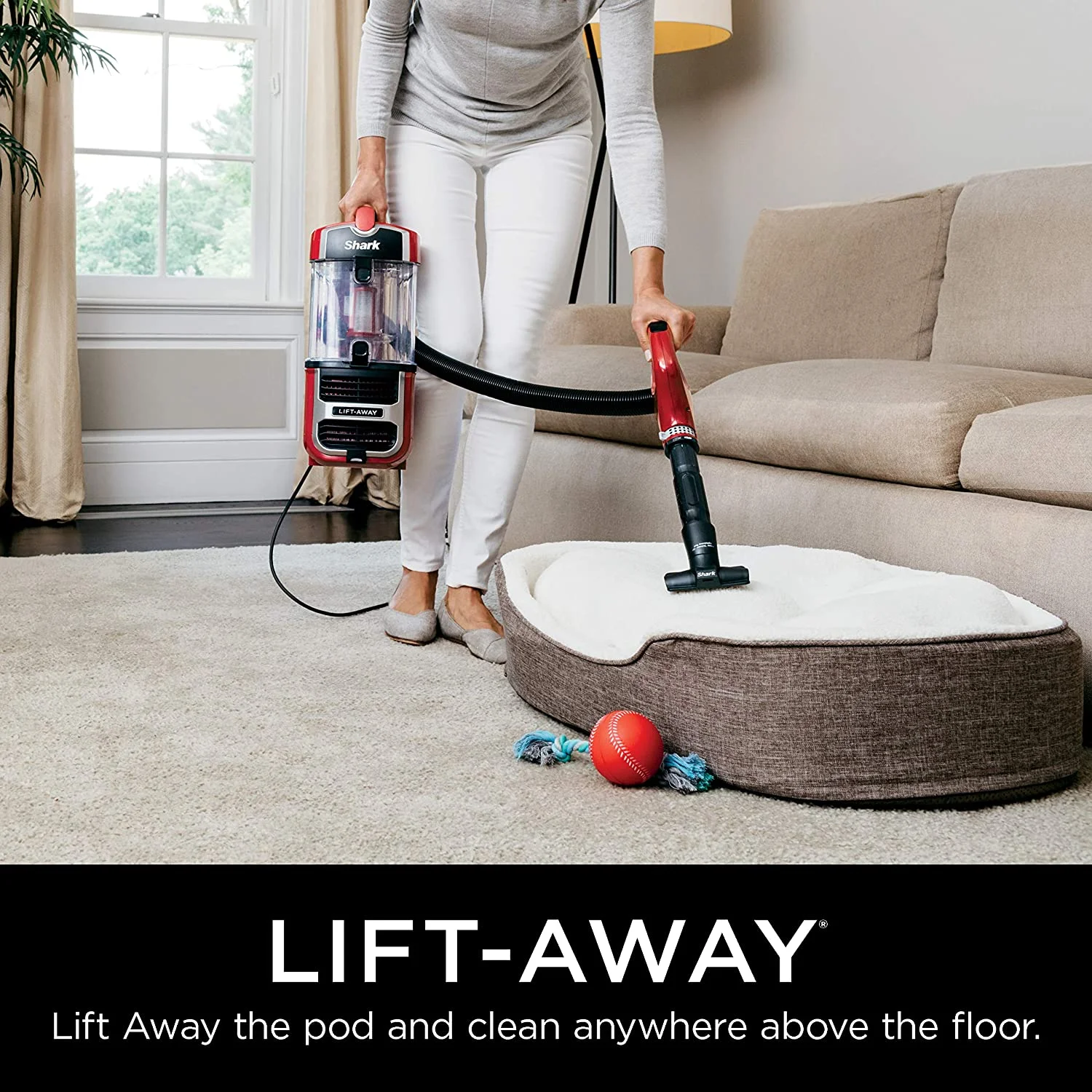 Navigator Upright Vacuum with Lift-Away, Zero-M Anti-Hair Wrap Technology, Anti-Allergen HEPA Filter and Swivel Steering (ZU561), Red Peony - Image 3