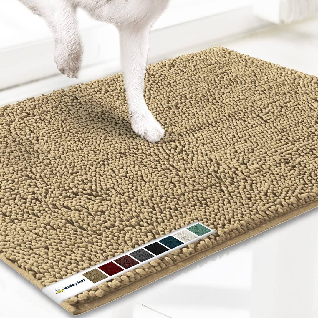 Muddy Mat As-seen-on-tv Highly Absorbent Microfiber Door Mat and Pet Rug, Non Slip Thick Washable Area and Bath Mat Soft Chenille for Kitchen