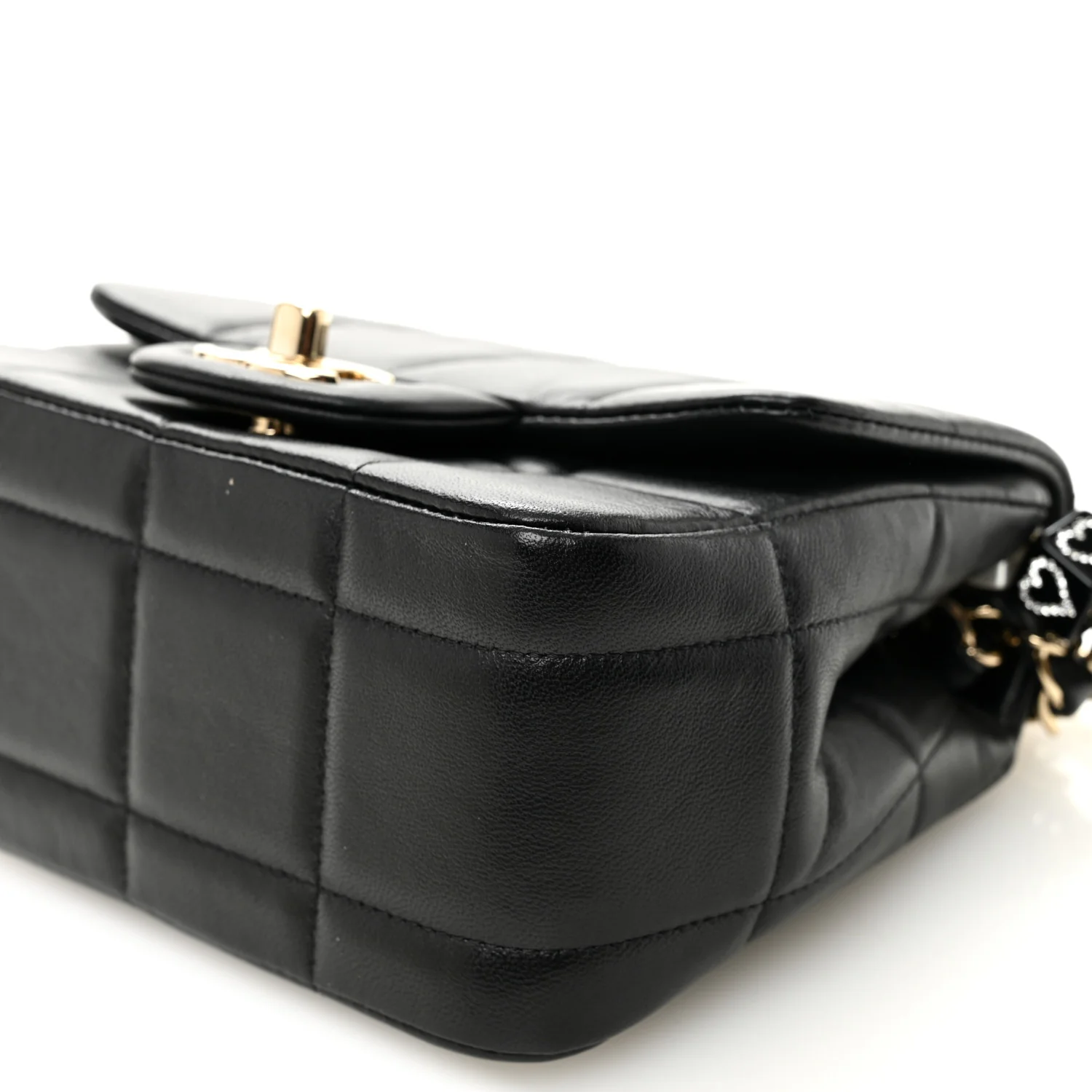 Lambskin Resin Crystal Square Quilted Mini Monacoco Flap Black