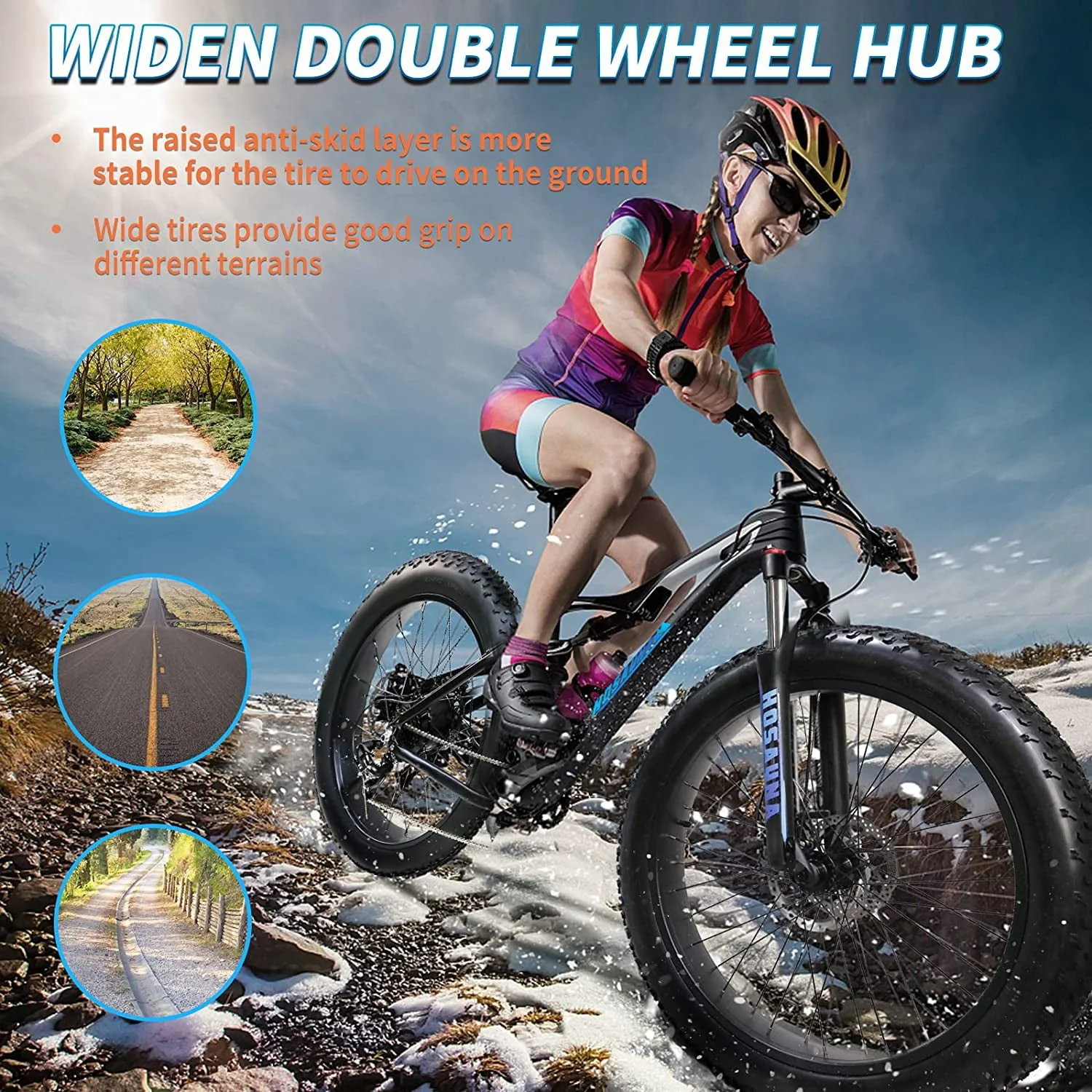 Electric Bike Electric Mountain Bike 500W Ebike26'' Fat Tire Ebike, 28+MPH Adults Ebike with Removable 48V 15ah Battery, Shimano 6 - Speed Black