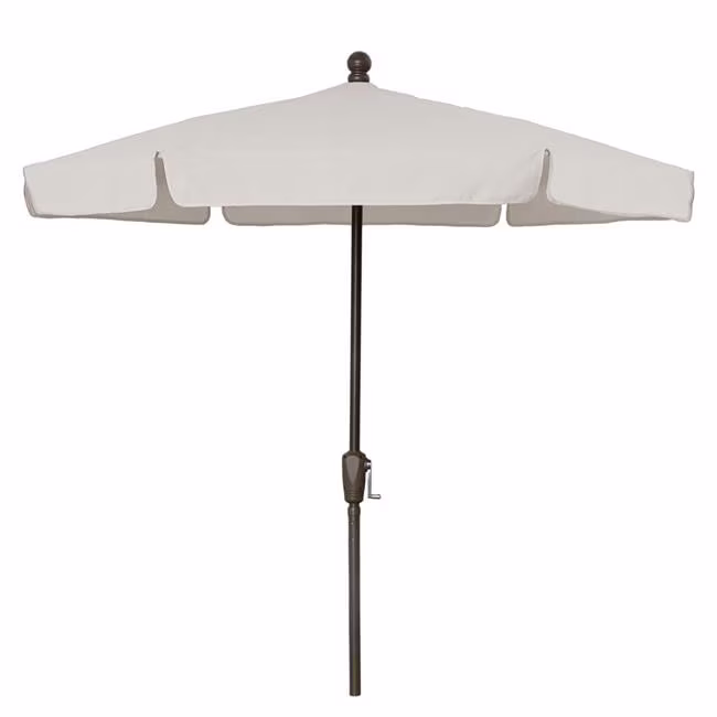 7.5 ft. 6 Rib Crank Champagne Bronze Hex Garden Umbrella with Natural Vinyl Coated Weave Canopy