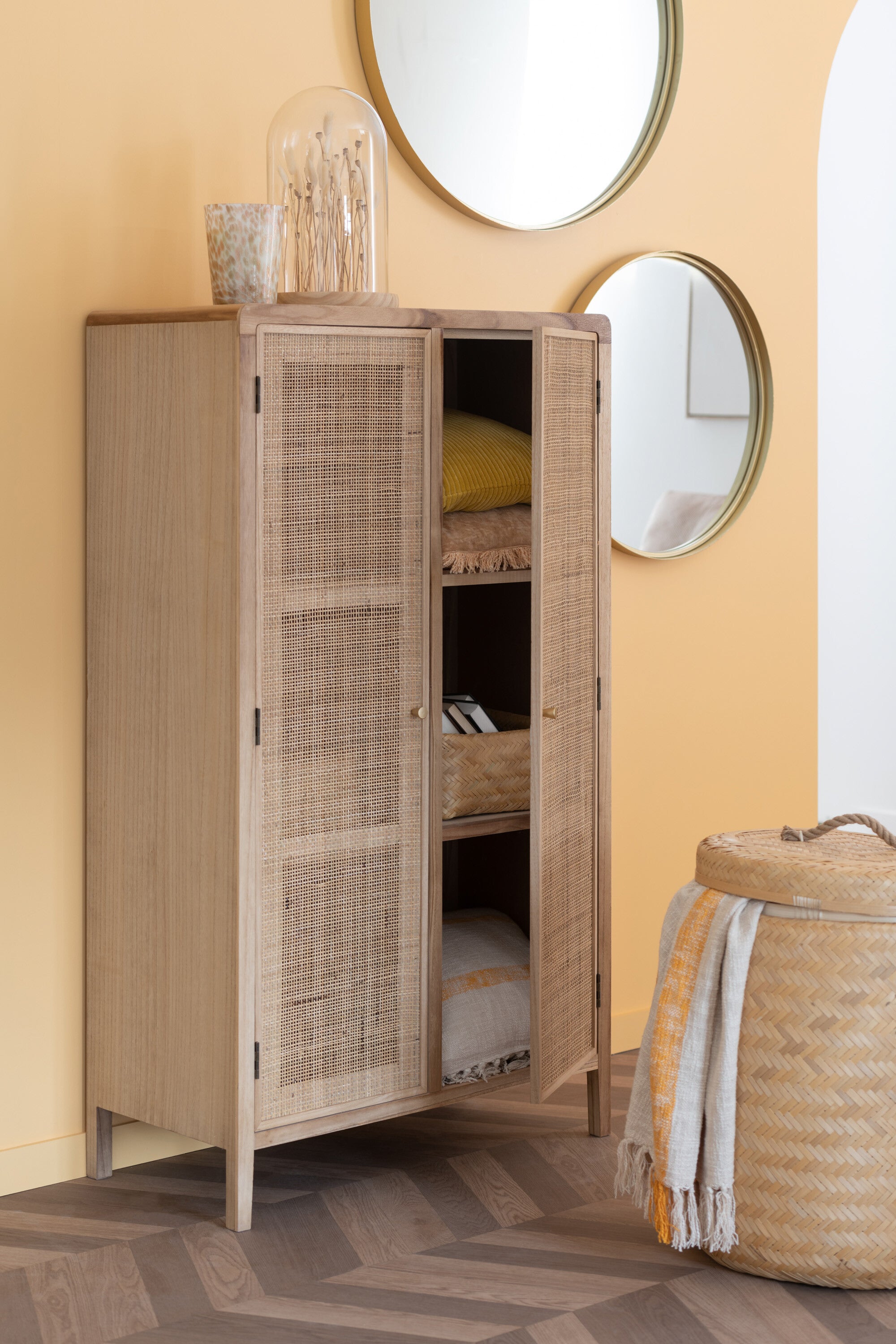 J-Line spiegel Rond Hoge Rand - metaal glas - goud - small - Ø 60 cm