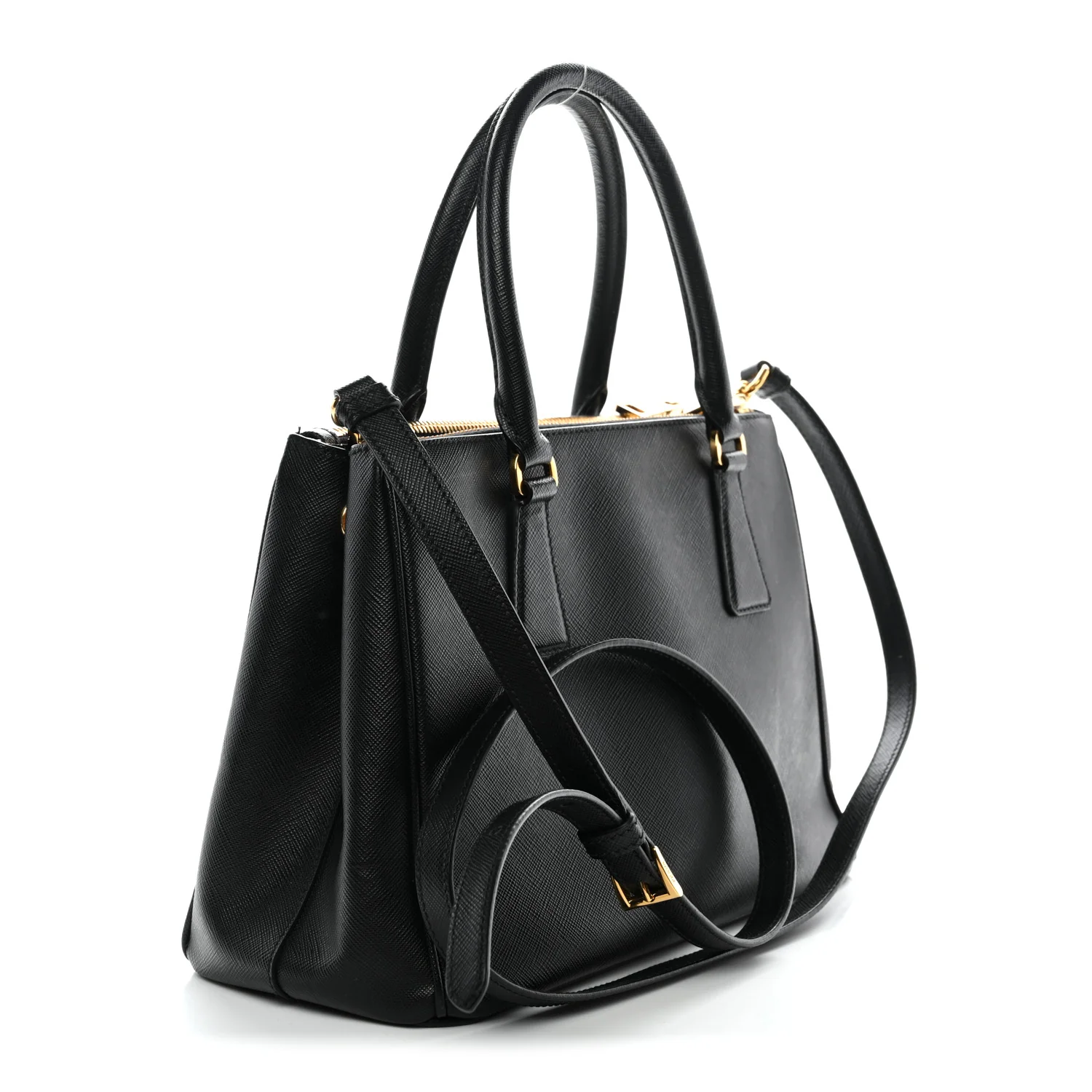 Saffiano Small Galleria Double Zip Tote Black