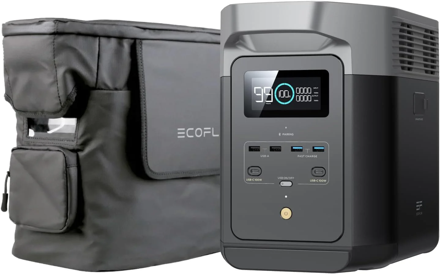 EF ECOFLOW Portable Power Station DELTA 2, 1024Wh LiFePO4 (LFP) Battery, 1800W AC/100W USB-C Output, Solar Generator(Solar Panel Optional) for Home Backup Power, Camping & RVs