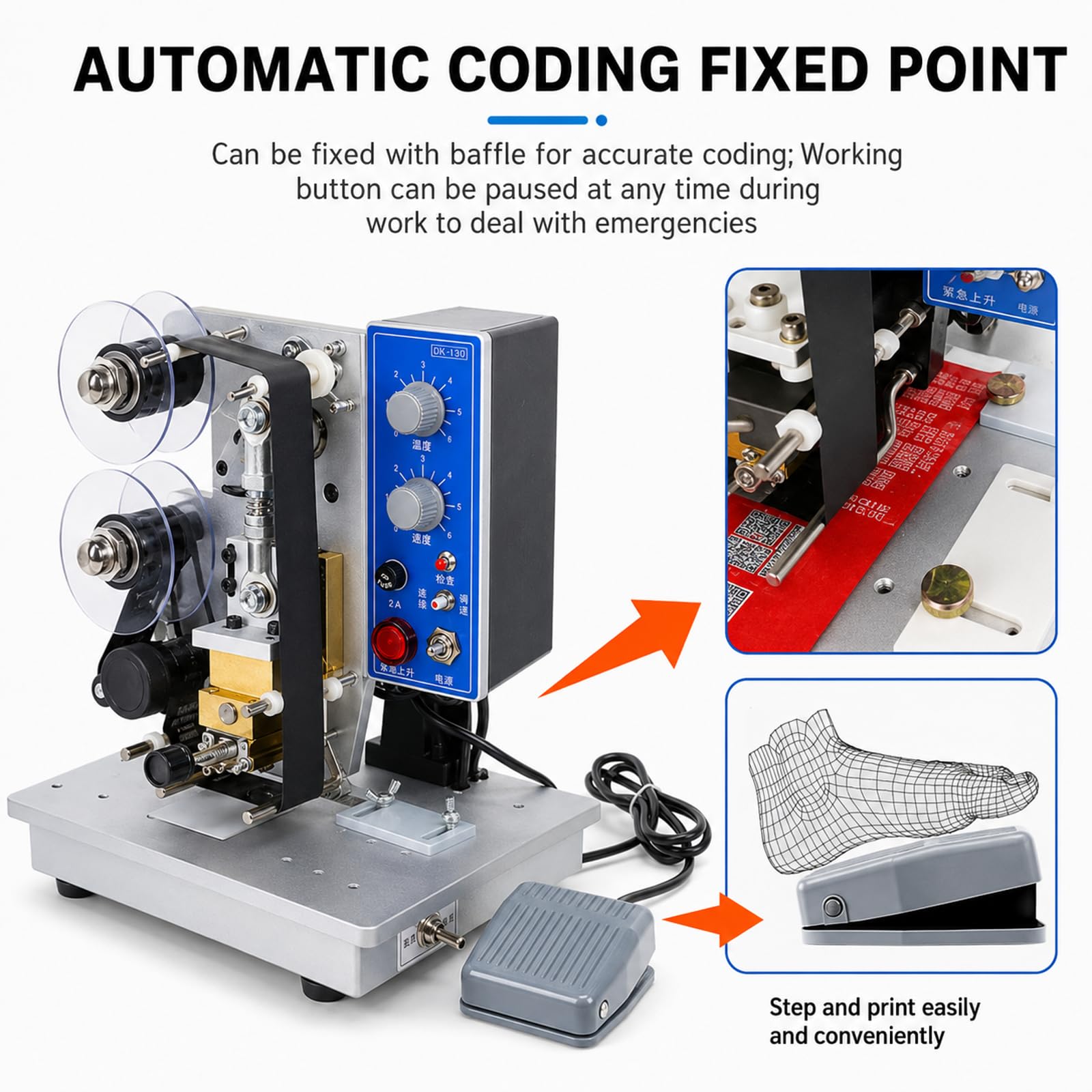 Electric Date Coding Machine | Capable of hot-stamping production dates and batch numbers; features manual and automatic dual modes