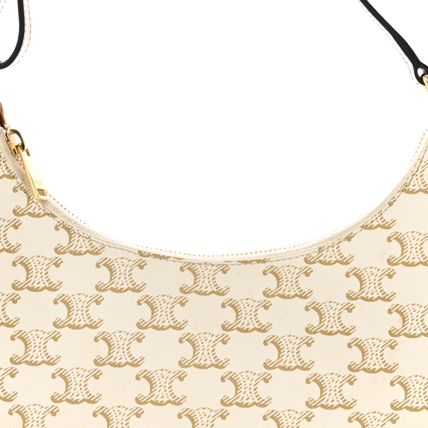 Canvas Calfskin Ava Triomphe Shoulder Bag White