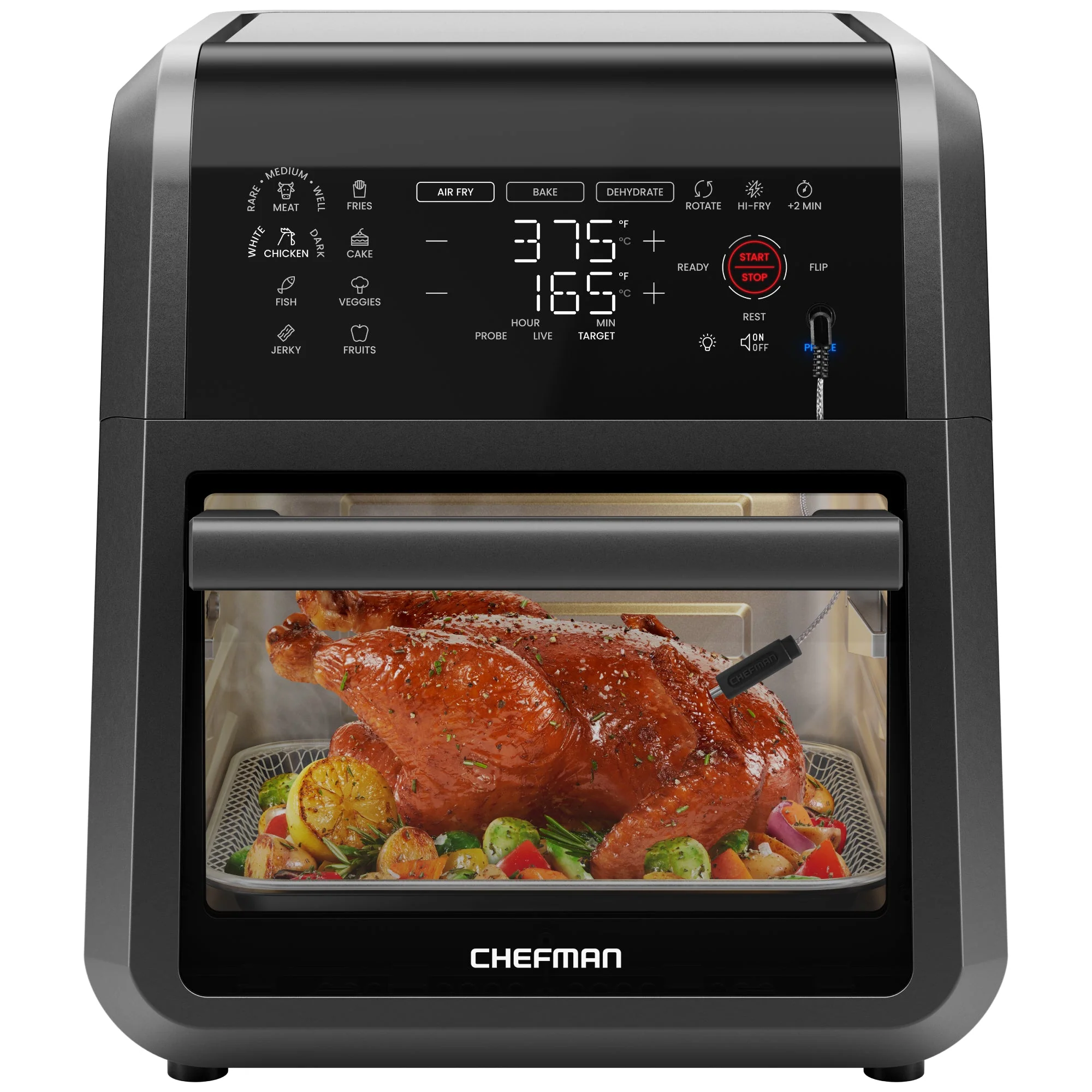 Multifunctional Digital Air Fryer w/ Integrated Smart Thermometer - 12 Quart