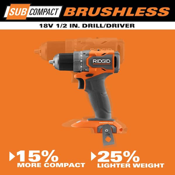 18V SubCompact Brushless 2-Tool Combo Kit with Drill/Driver, Impact Driver, (2) 2.0 Ah Batteries, Charger, and Tool Bag - Image 5