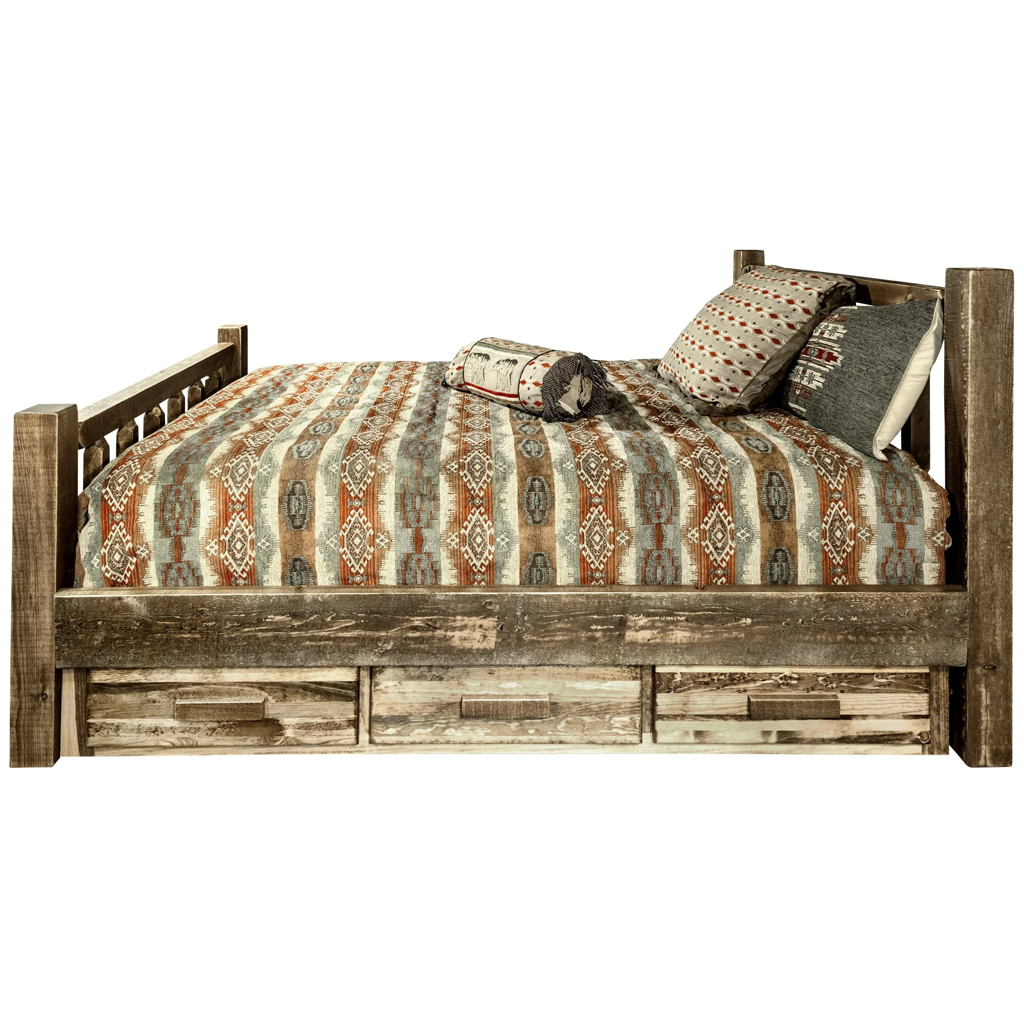 Homestead Collection California King Bed w/ Storage, Stain Lacquer Finish(Handcrafted by the artisans of Montana, the Homestead Collection of fine rustic furniture features timbers and trim pieces similar reminiscent of a timber framed home on the American frontier Made in Montana, U S A with solid, American grown wood ) Image 2