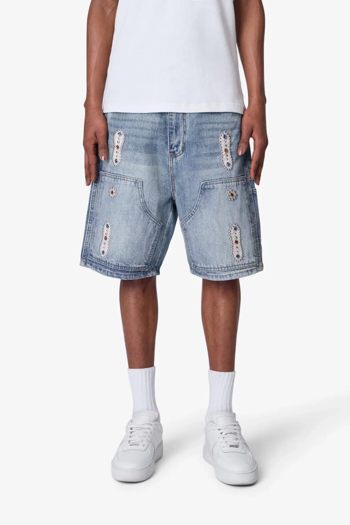 Western Jewel Denim Shorts - Blue