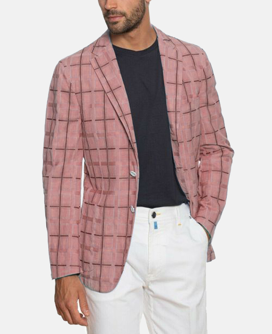 Blazer décontracté à carreaux, revers cranté et deux boutons