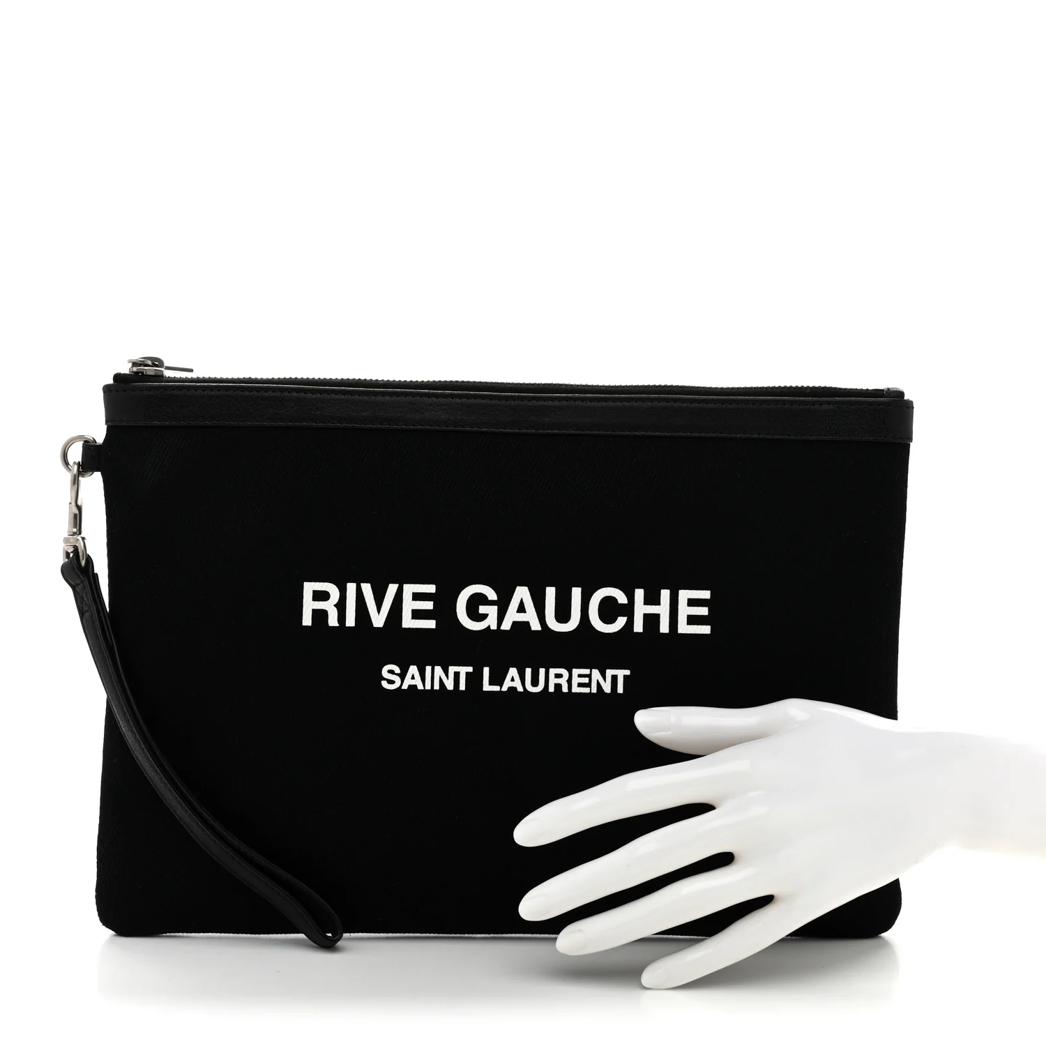 Linen Canvas Rive Gouche Zipped Pouch Black