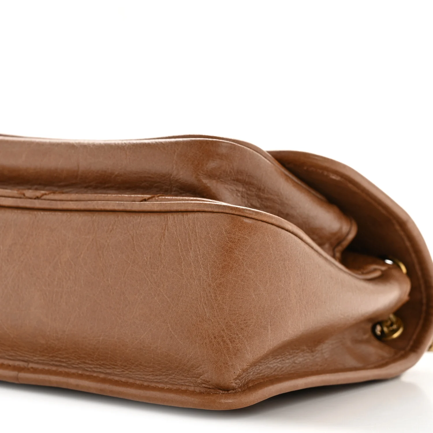 Crinkled Calfskin Matelasse Monogram Baby Niki Chain Satchel Light Caramel