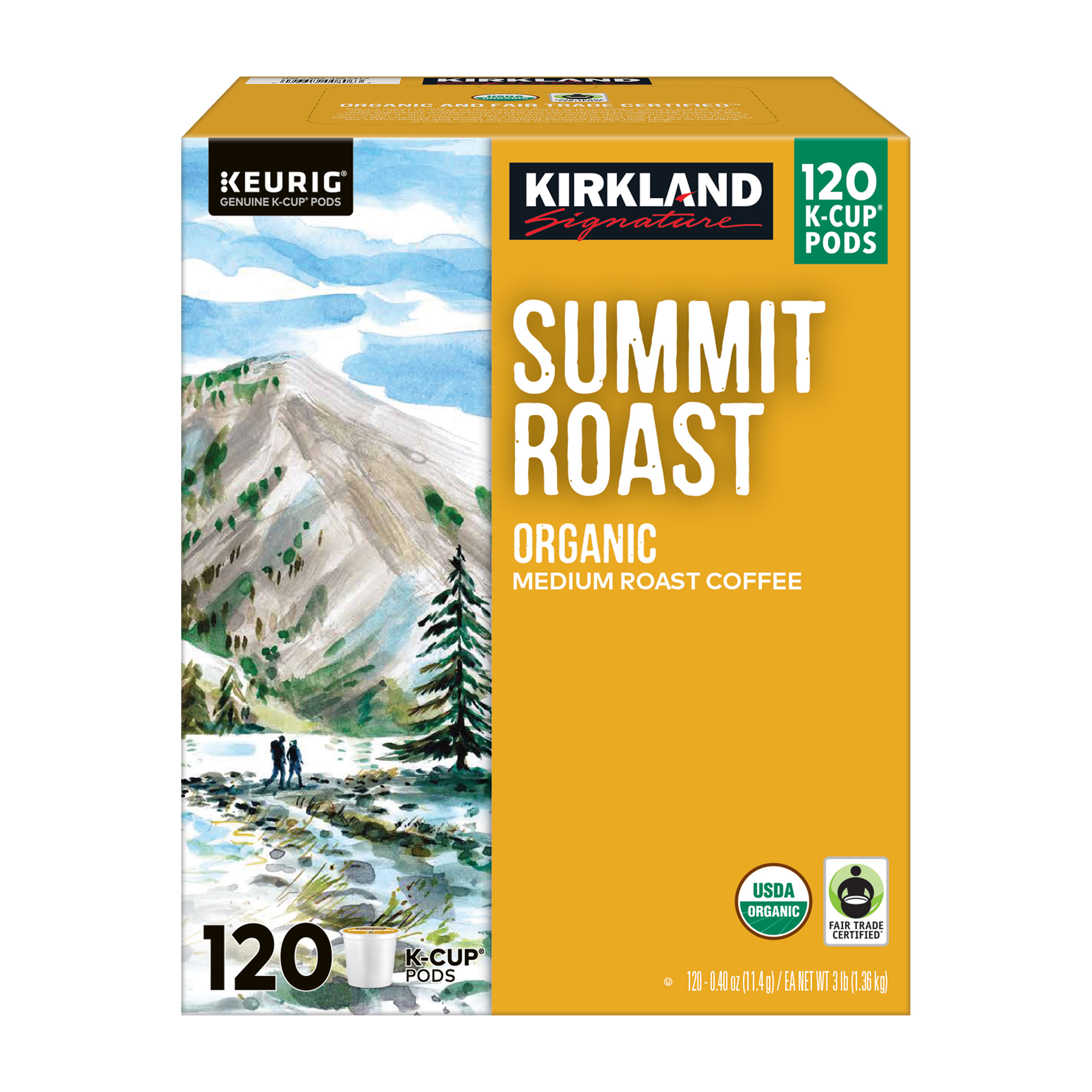 Kirkland Signature Coffee Organic Summit Roast K - Cup Pod, 120 - Count
