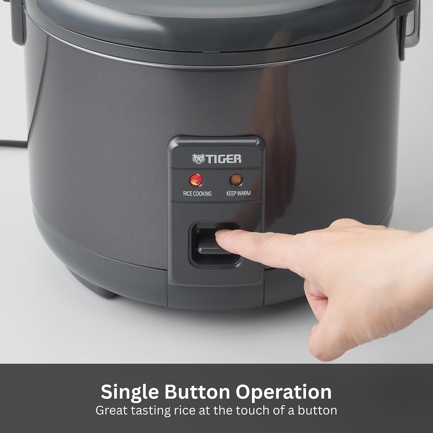 Tiger JNP-S15U-KY 8 Cup Capacity Rice Cooker with Non-Stick Inner Pot, Retractable Power Cord, and Keep Warm function for up to 12 hours, Black