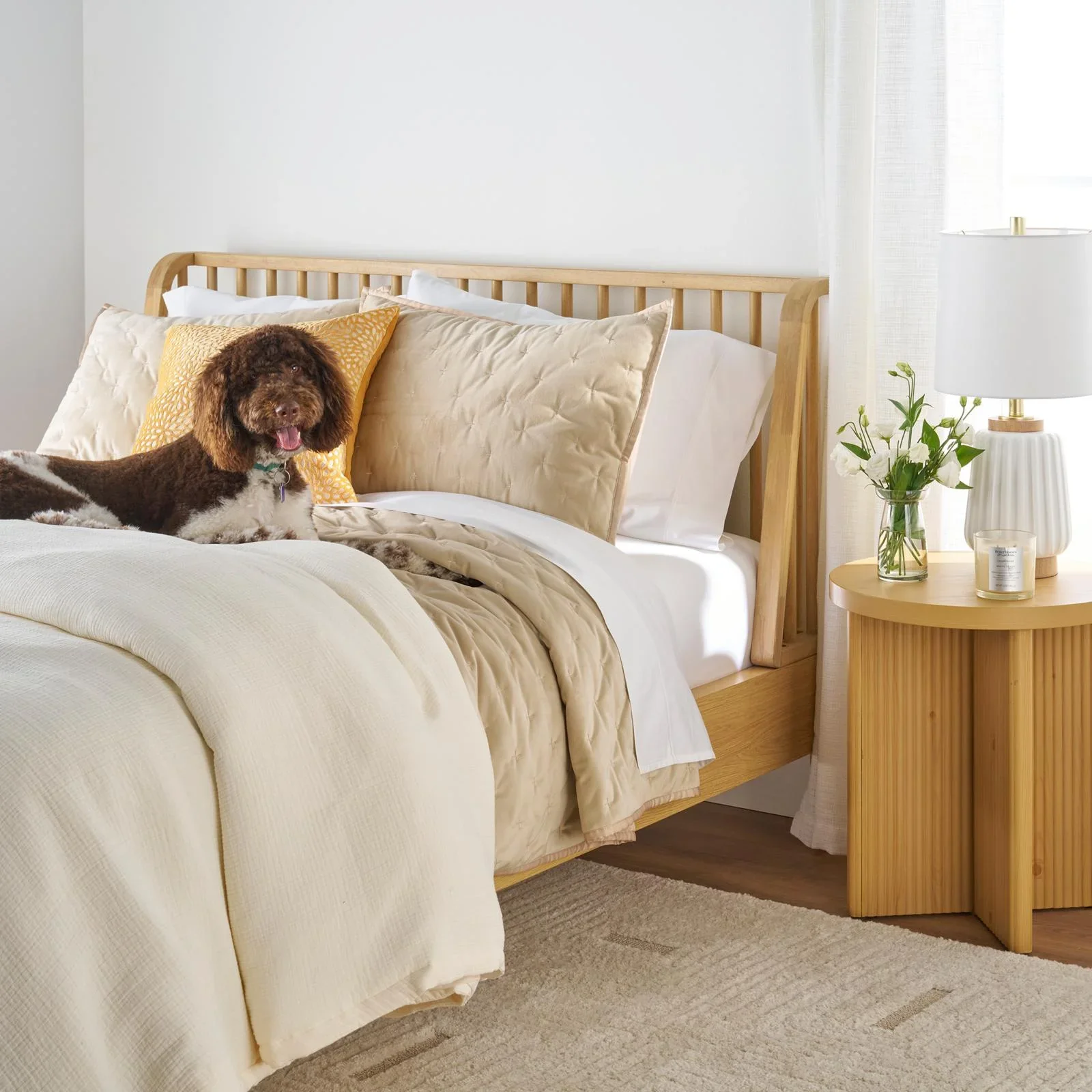 Better Homes & Gardens Lillian Fluted End Table, Natural Pine Finish