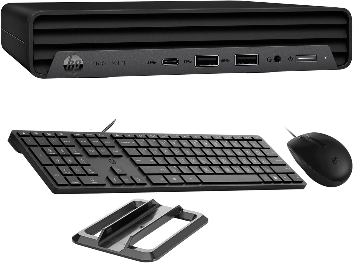 HP Pro Mini 400 Desktop Computer PC with Intel i7-12700T  (12C/20T)  16GB RAM  512GB SSD  Triple 4K Display (DP 1.4/HDMI 2.1)  WiFi and Bluetooth  Windows 11 Pro (with Keyboard & Mouse & Stand)  Black