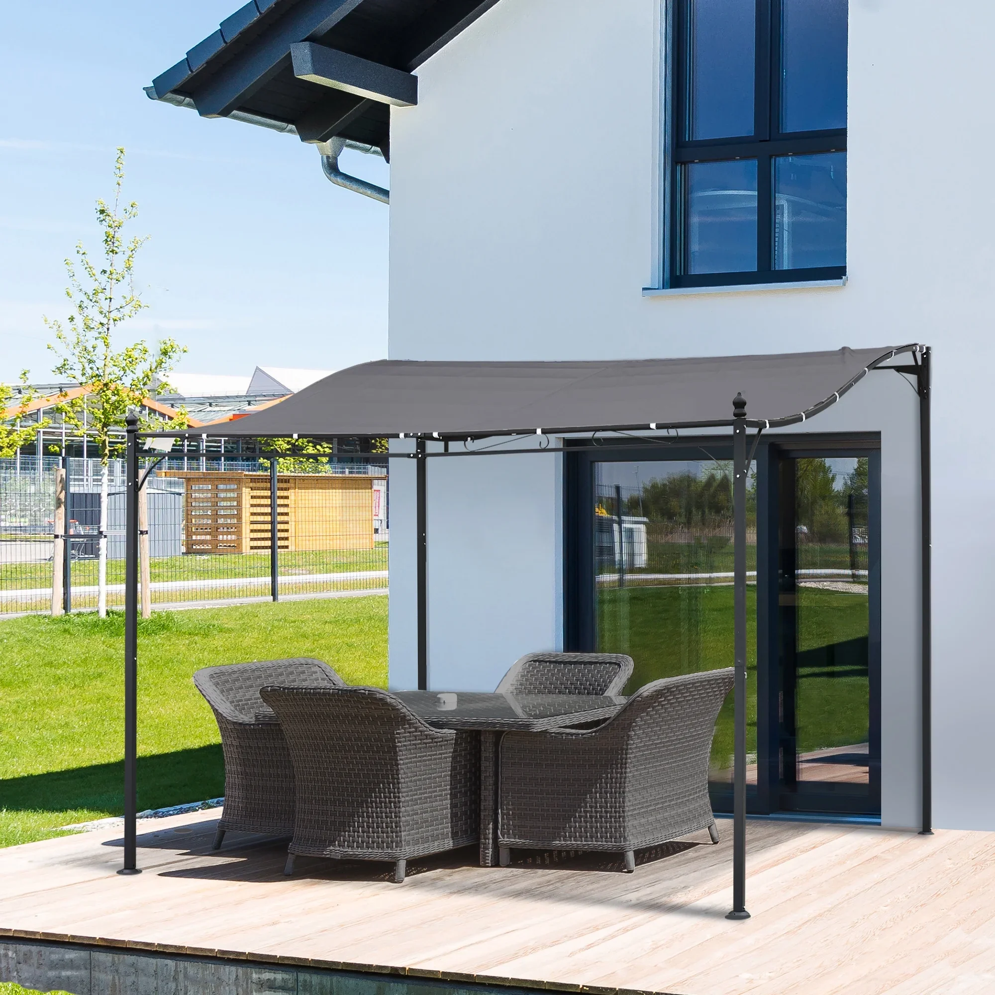 CoSoTower 10' X 10' Steel Outdoor Pergola Gazebo, Patio Canopy with Weather-Resistant Fabric and Drainage Holes for Backyard Pool Deck Garden, Gray