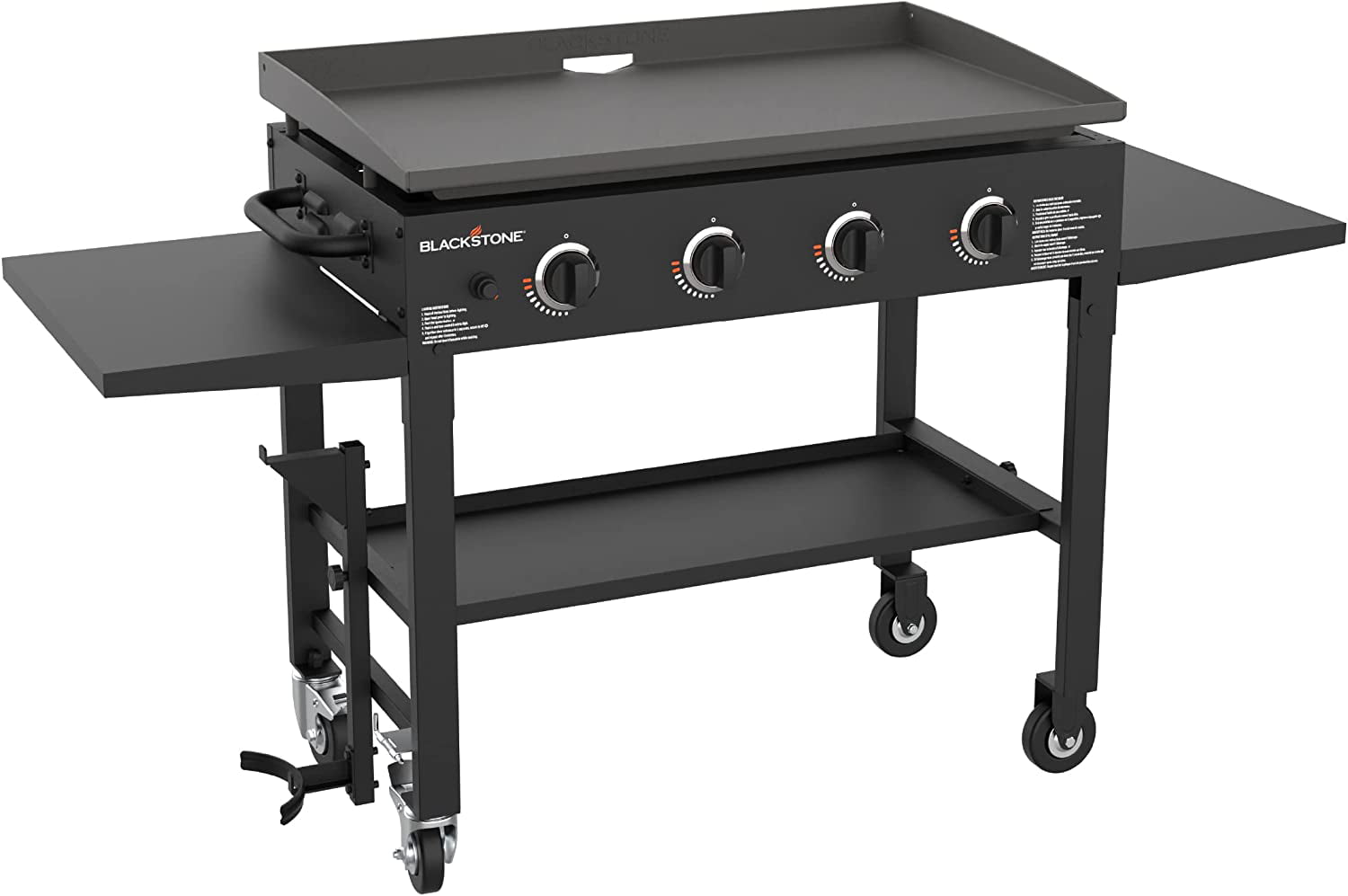Inch Gas Griddle Cooking Station 4 Burner Flat Top Gas Grill Propane Fuelled Restaurant Grade Professional 36¡± Outdoor Griddle Station with Side Shelf (1554)