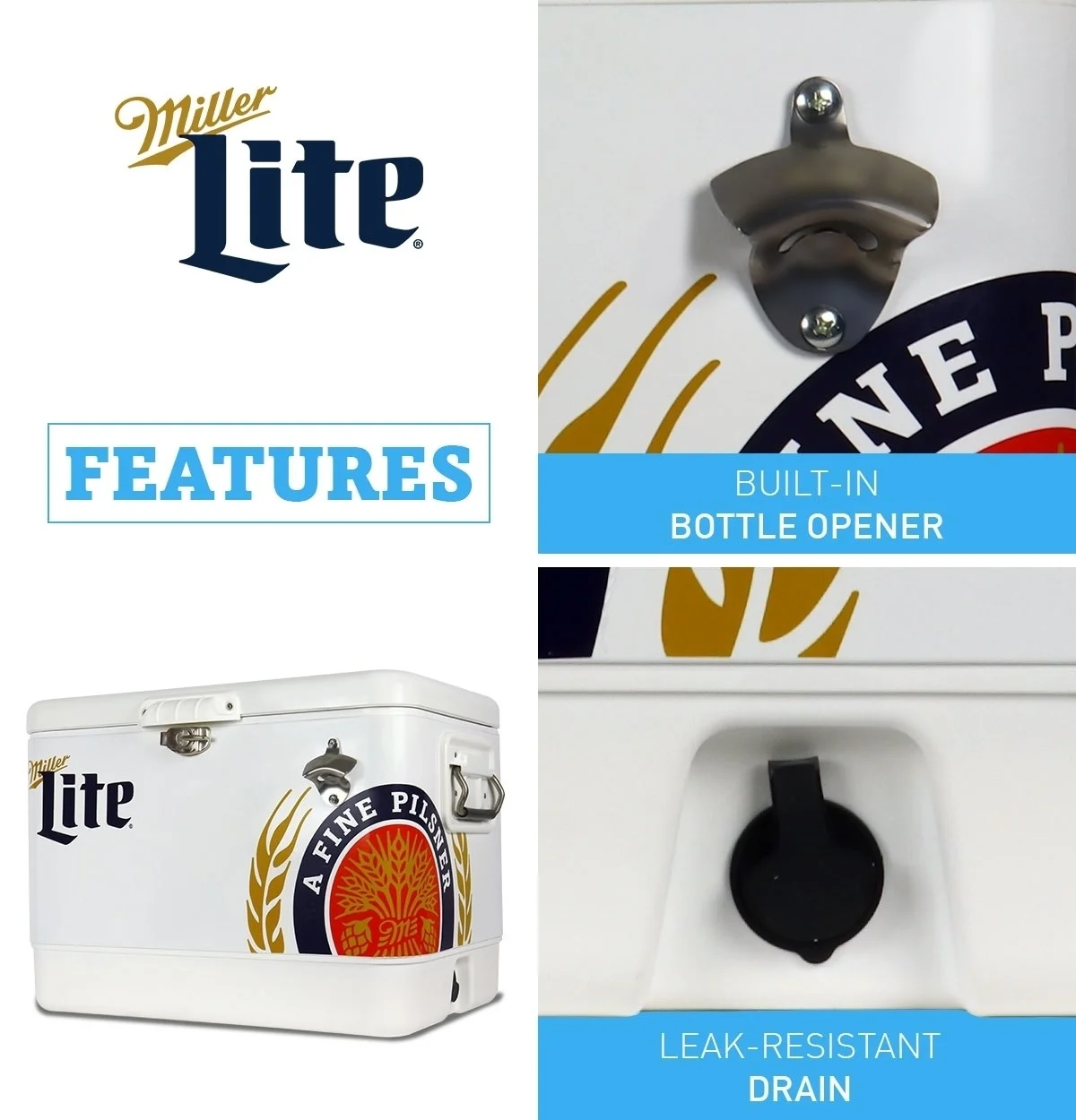 Ice Chest Cooler with Bottle Opener, 51L (54 qt), 85 Cans - Image 2