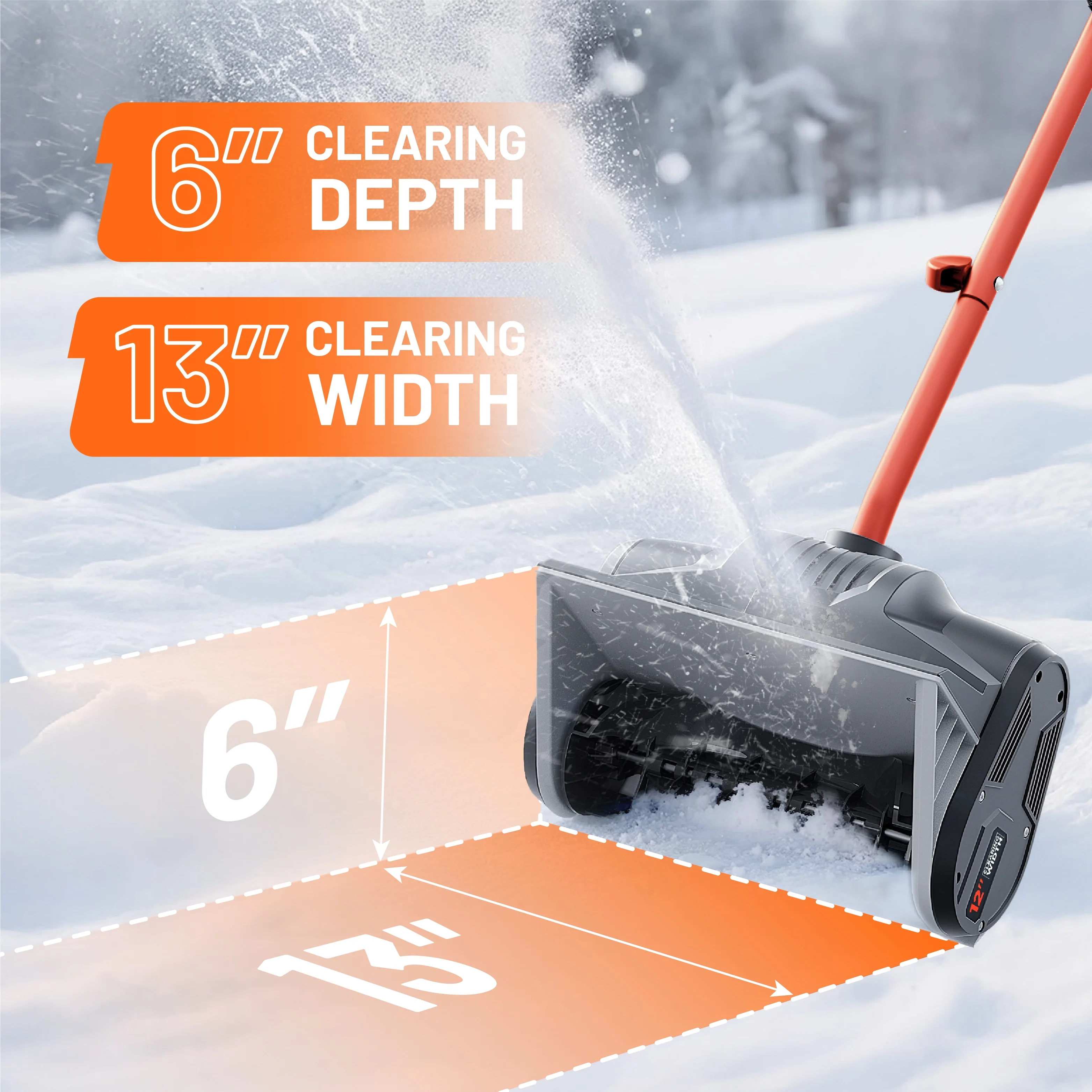 20V Cordless Snow Shovel, 13-inch Battery Powered Snow Thrower, with Auxiliary Handle and 4.0Ah+2.0Ah Portable Battery - Image 2